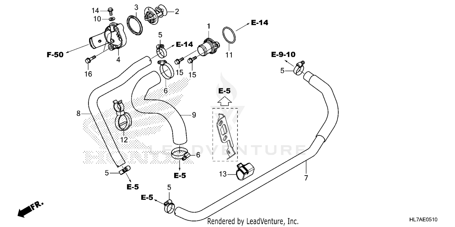 WATER HOSE@THERMOSTAT