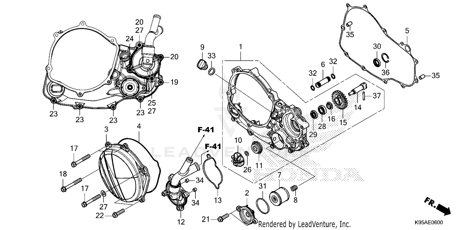 RIGHT CRANKCASE COVER    @WATER PUMP