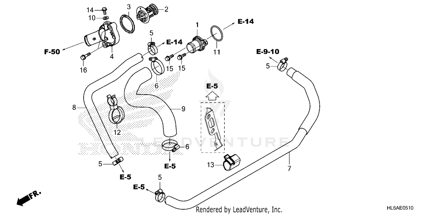 WATER HOSE@THERMOSTAT