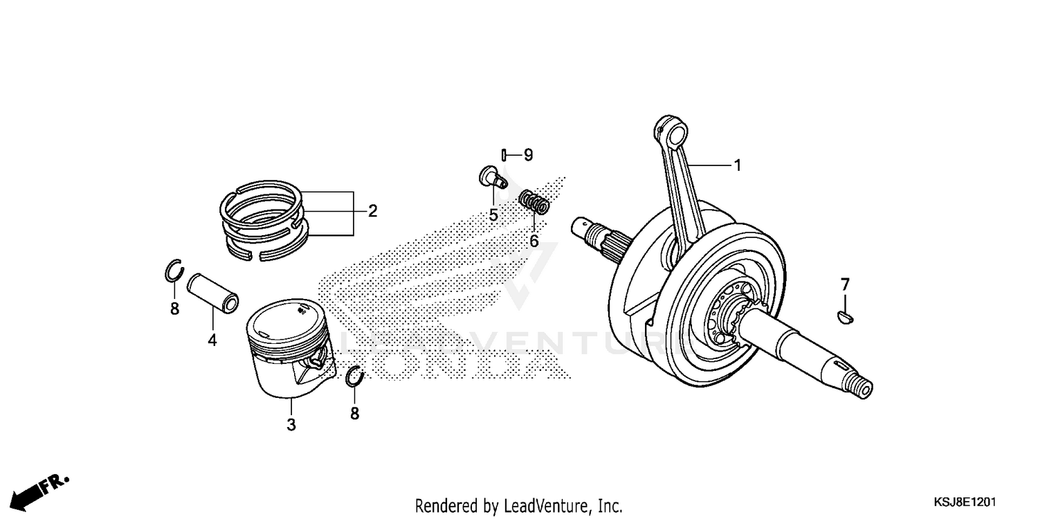 CRANKSHAFT + PISTON (CRF100F)