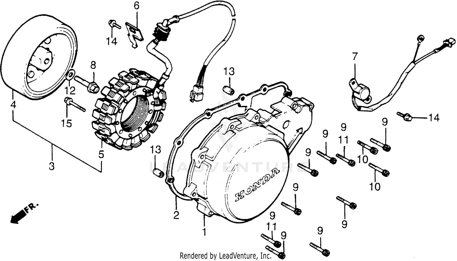 LEFT CRANKCASE COVER + ALTERNATOR