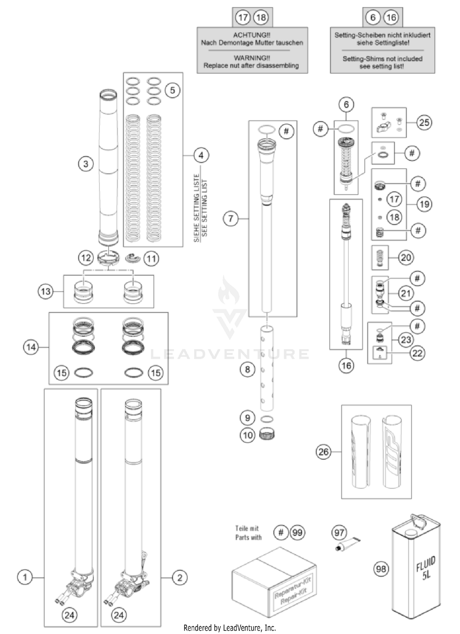 FRONT FORK DISASSEMBLED