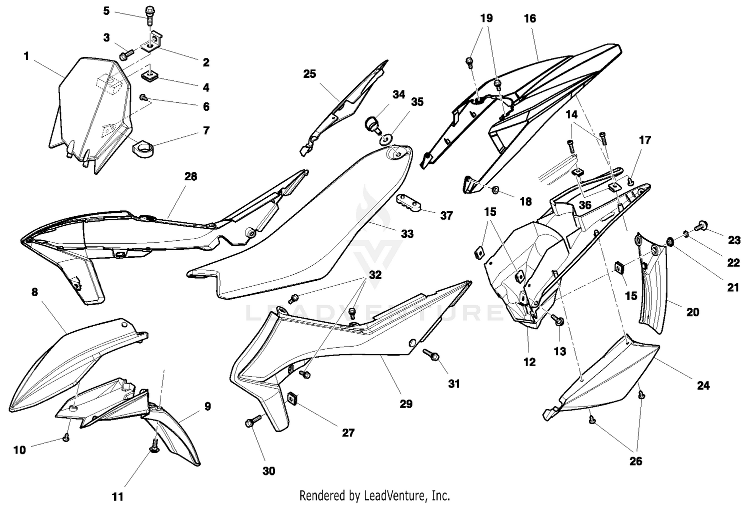 Panel, Fenders, Seat
