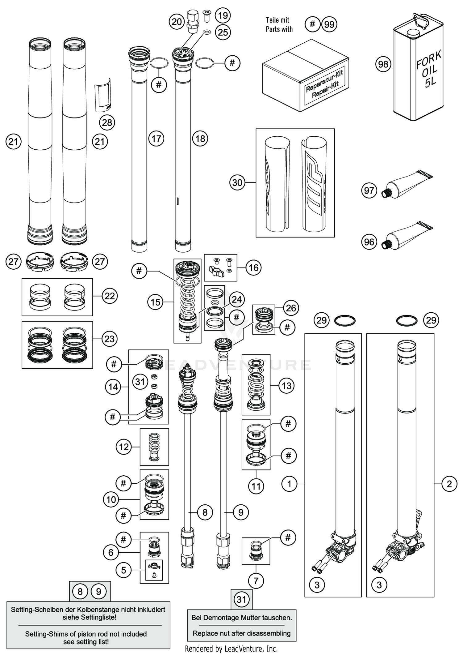 FRONT FORK DISASSEMBLED
