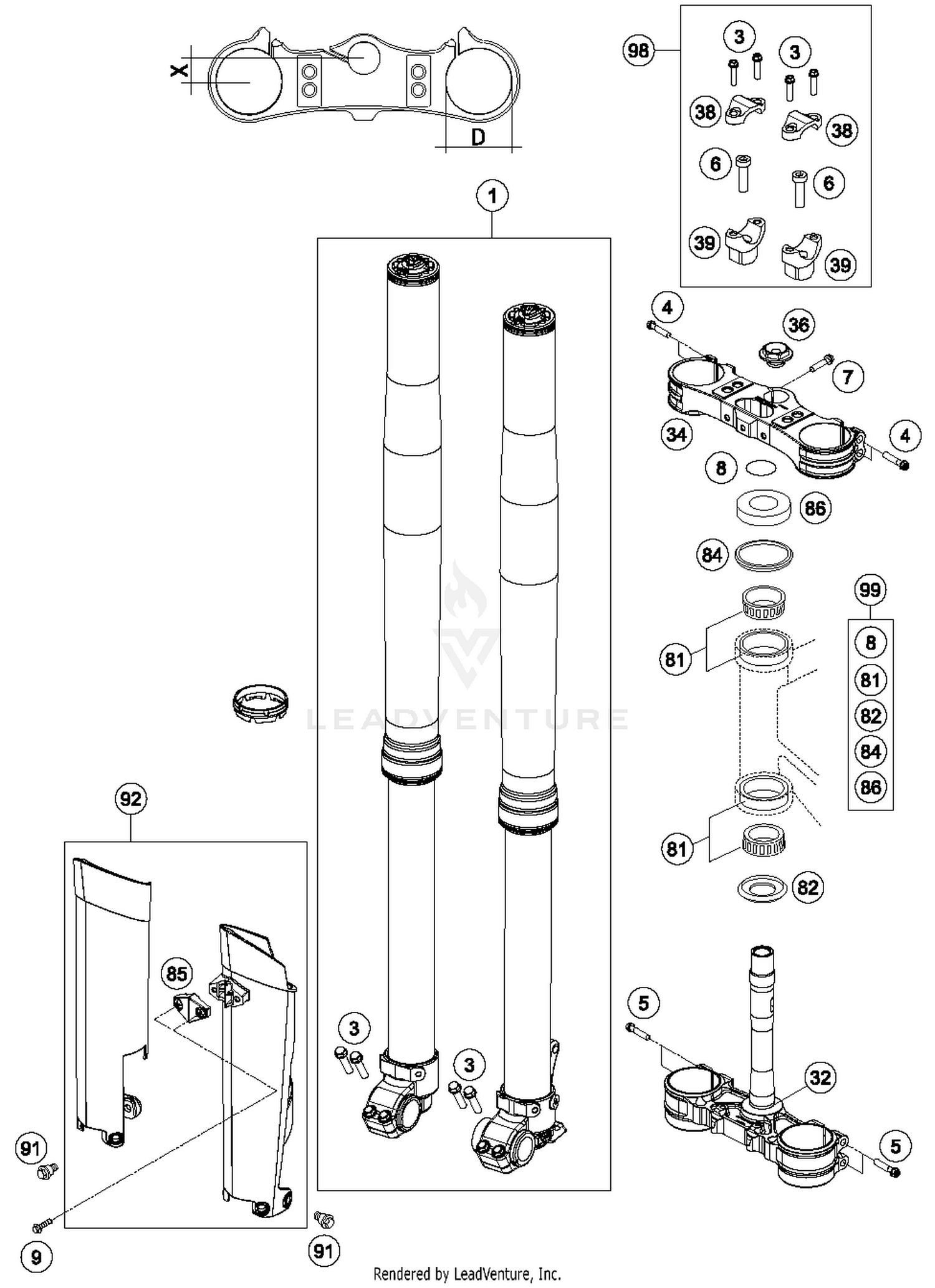 Front Fork, Triple Clamp