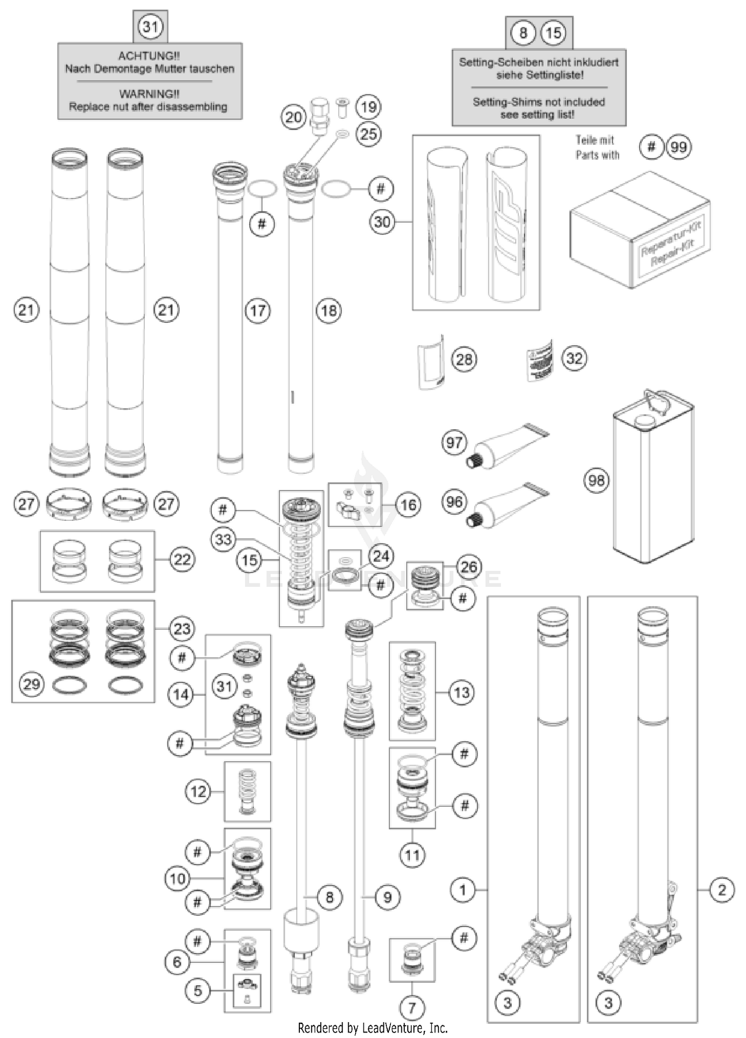FRONT FORK DISASSEMBLED
