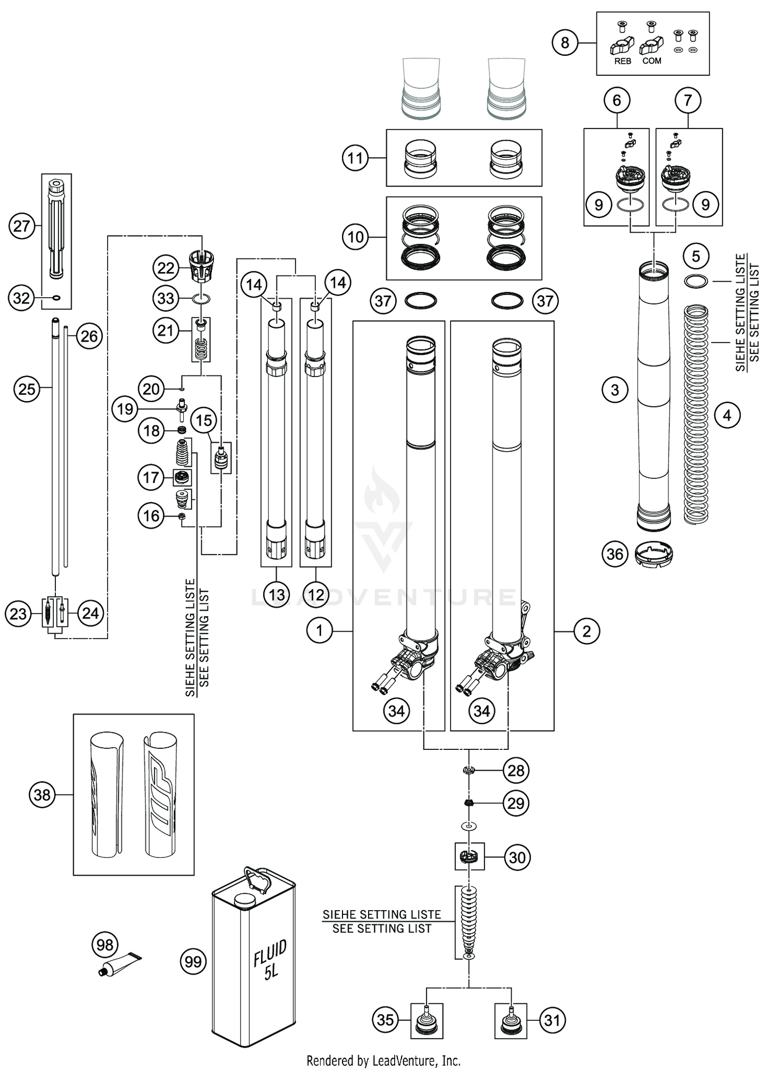 FRONT FORK DISASSEMBLED