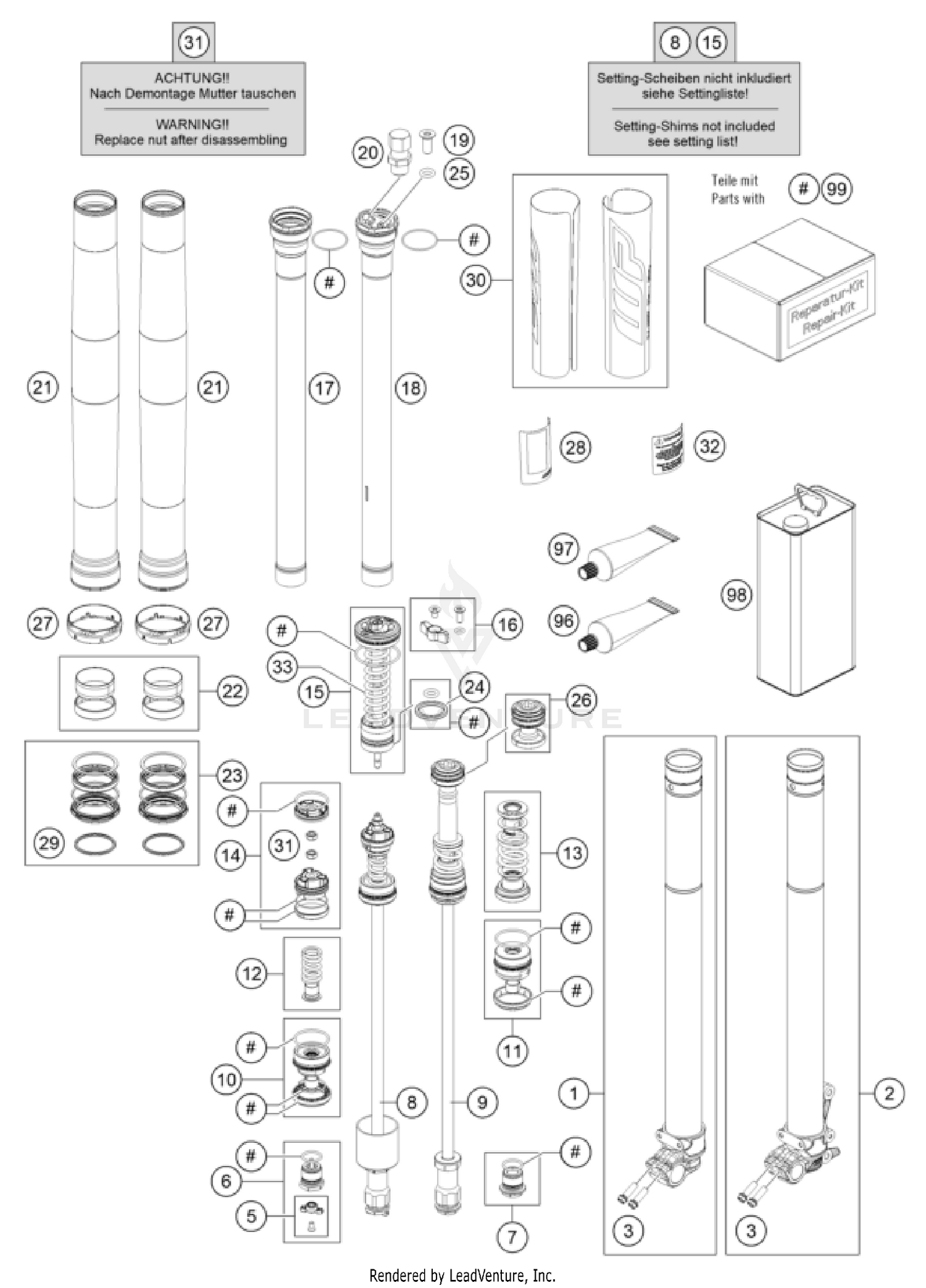 FRONT FORK DISASSEMBLED