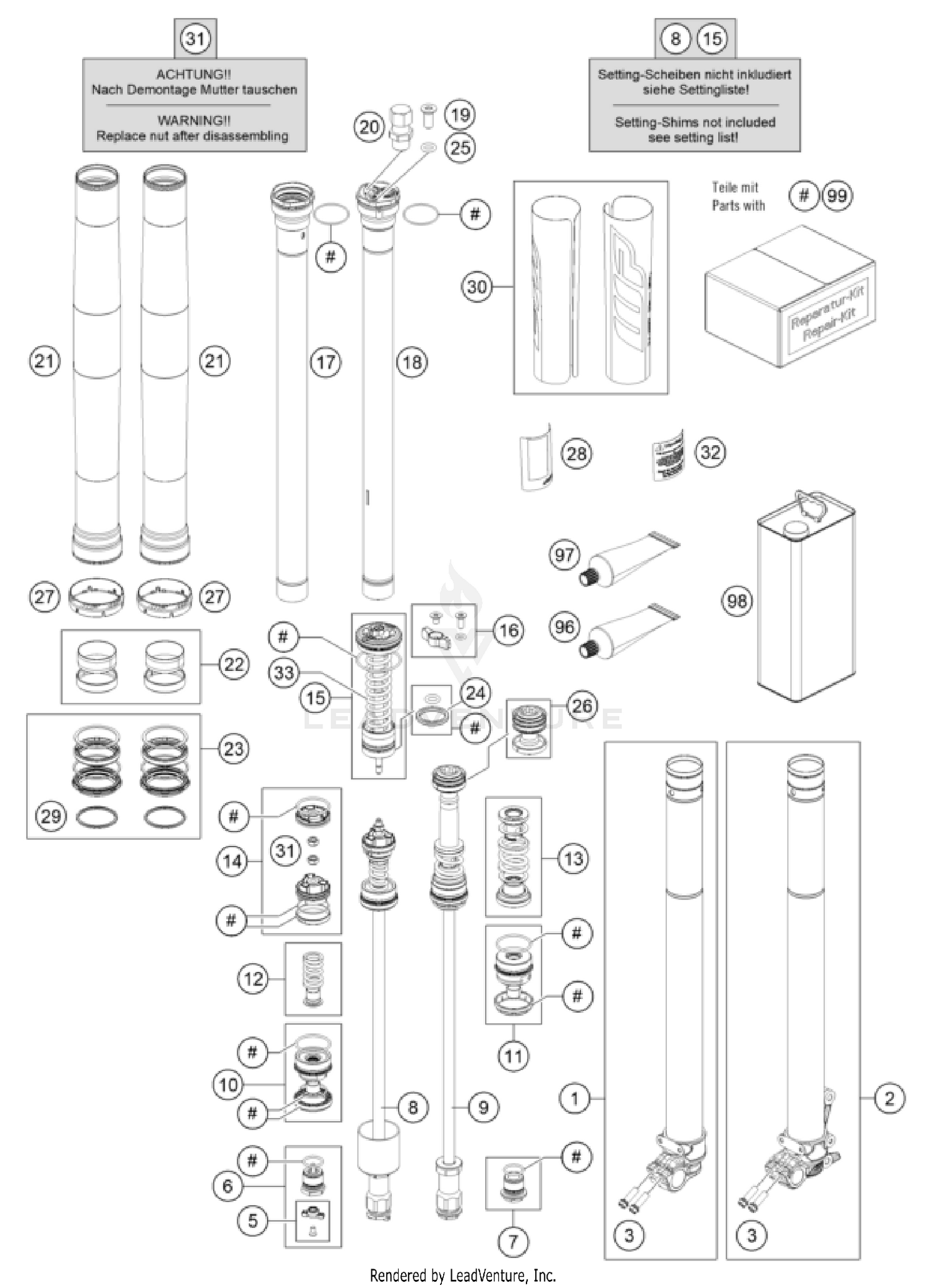 FRONT FORK DISASSEMBLED