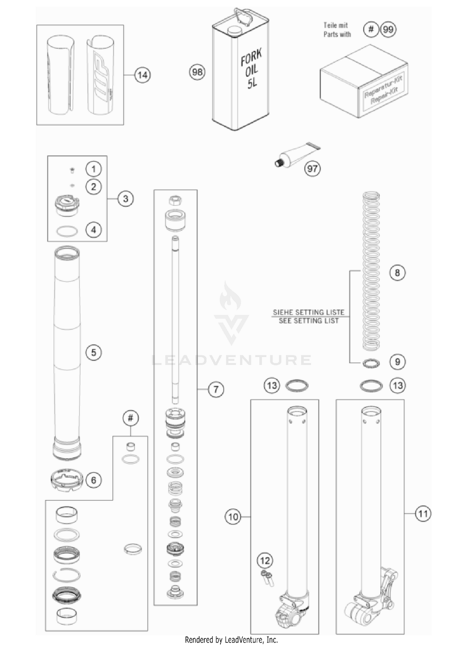 FRONT FORK DISASSEMBLED