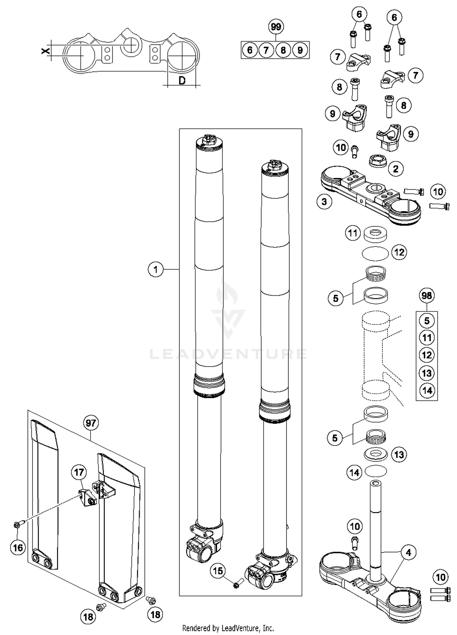 Front Fork, Triple Clamp
