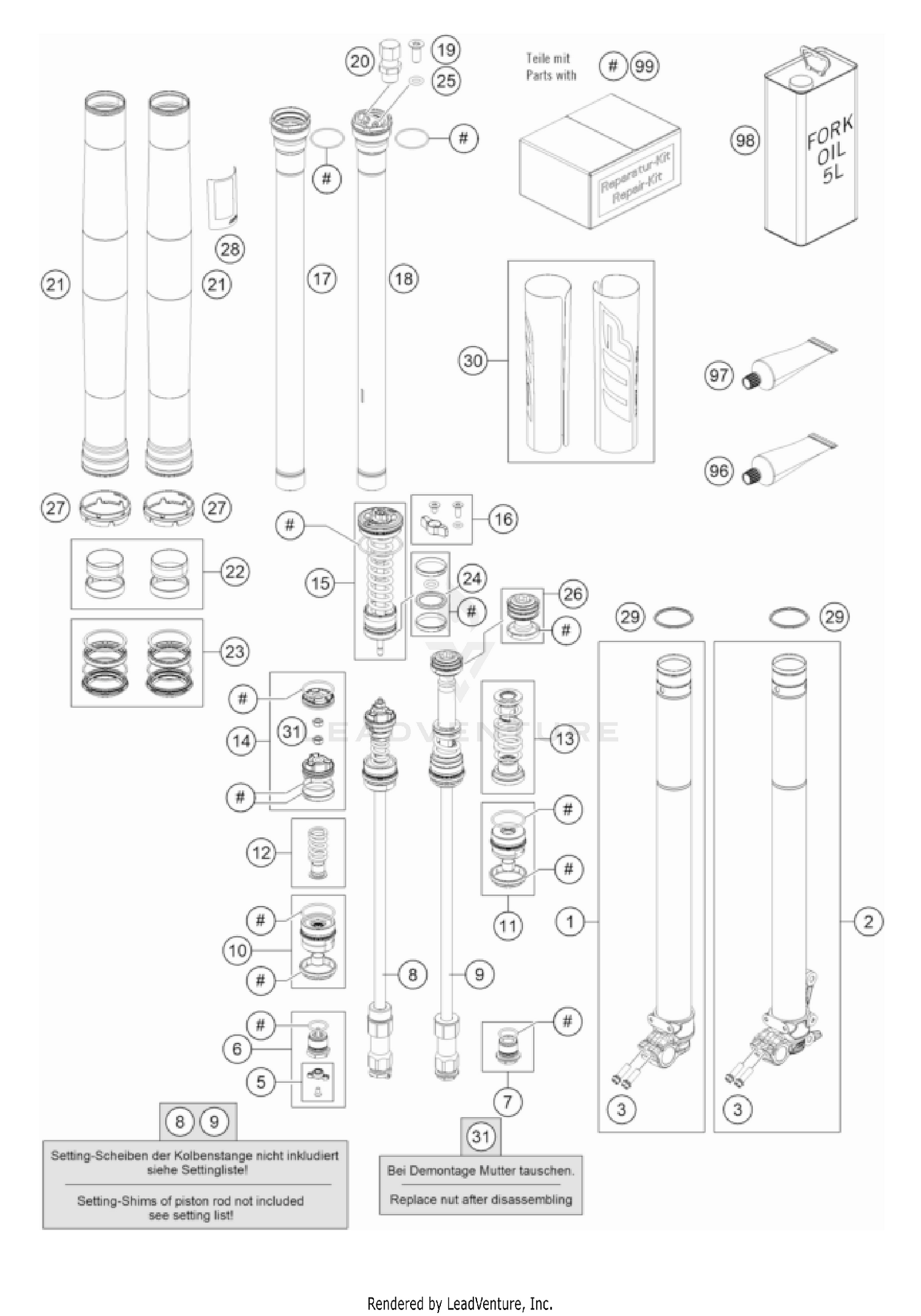 FRONT FORK DISASSEMBLED