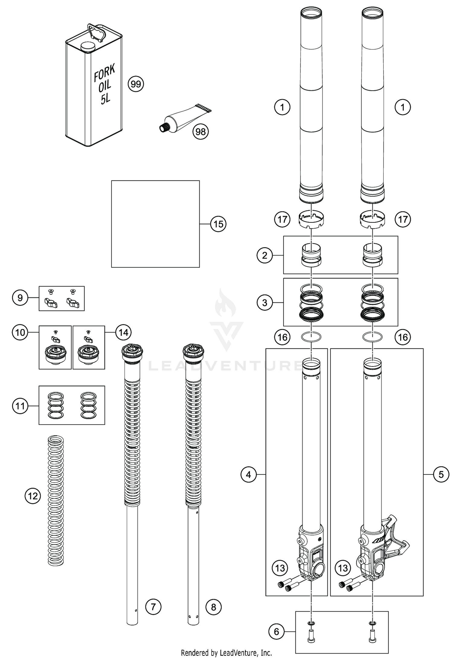FRONT FORK DISASSEMBLED