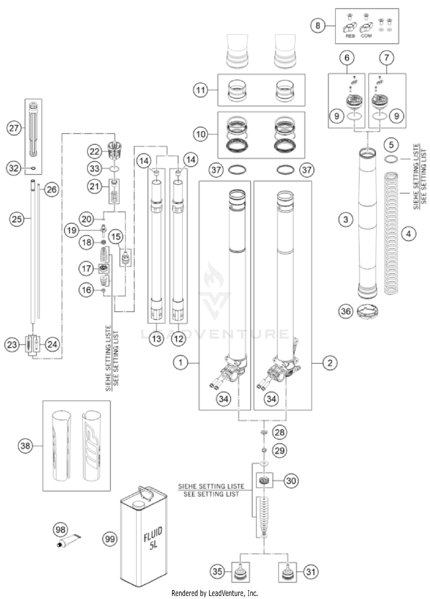 FRONT FORK DISASSEMBLED