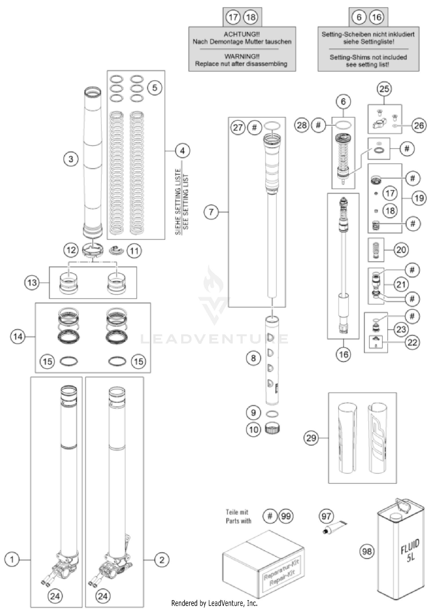 FRONT FORK DISASSEMBLED