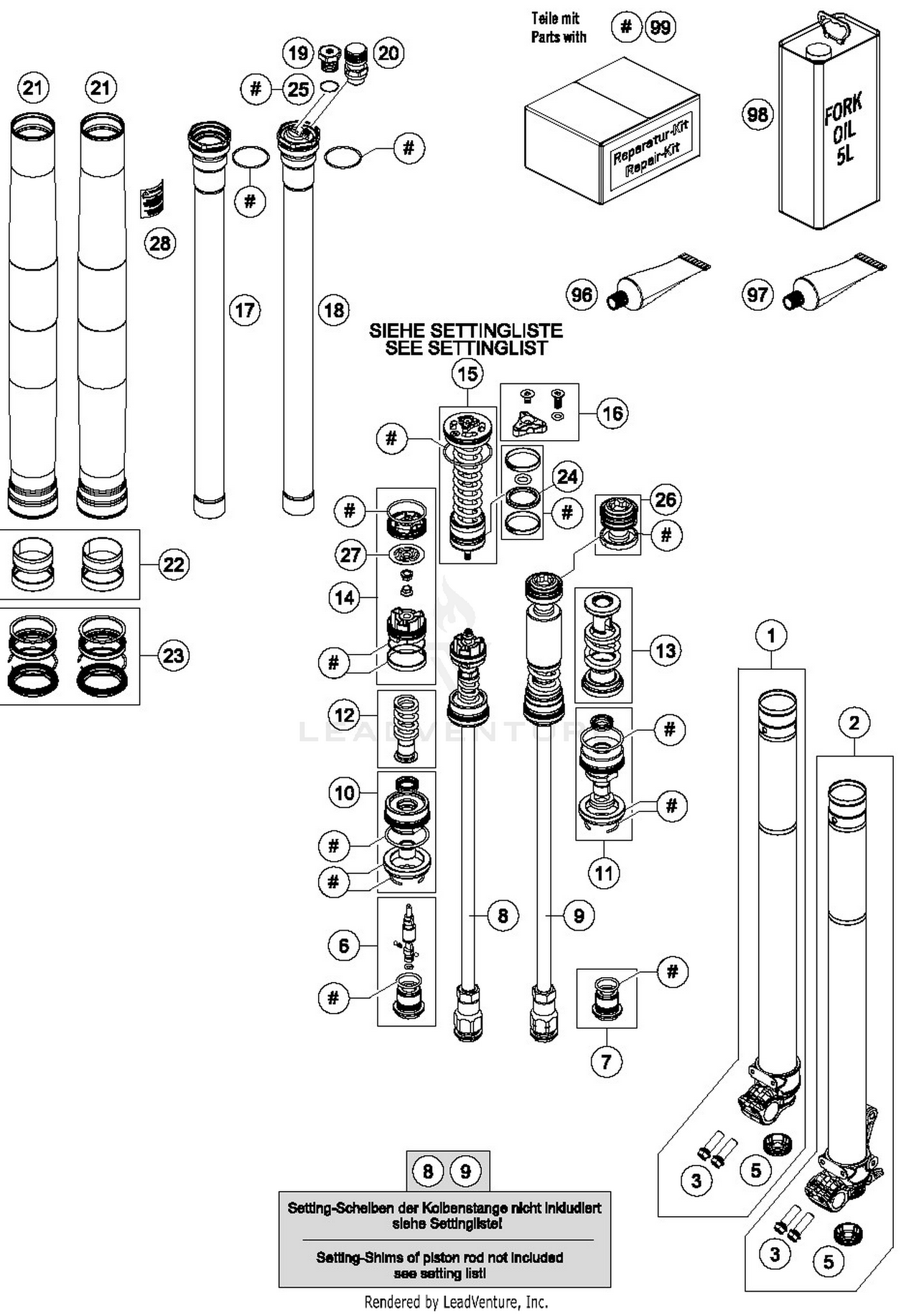 FRONT FORK DISASSEMBLED
