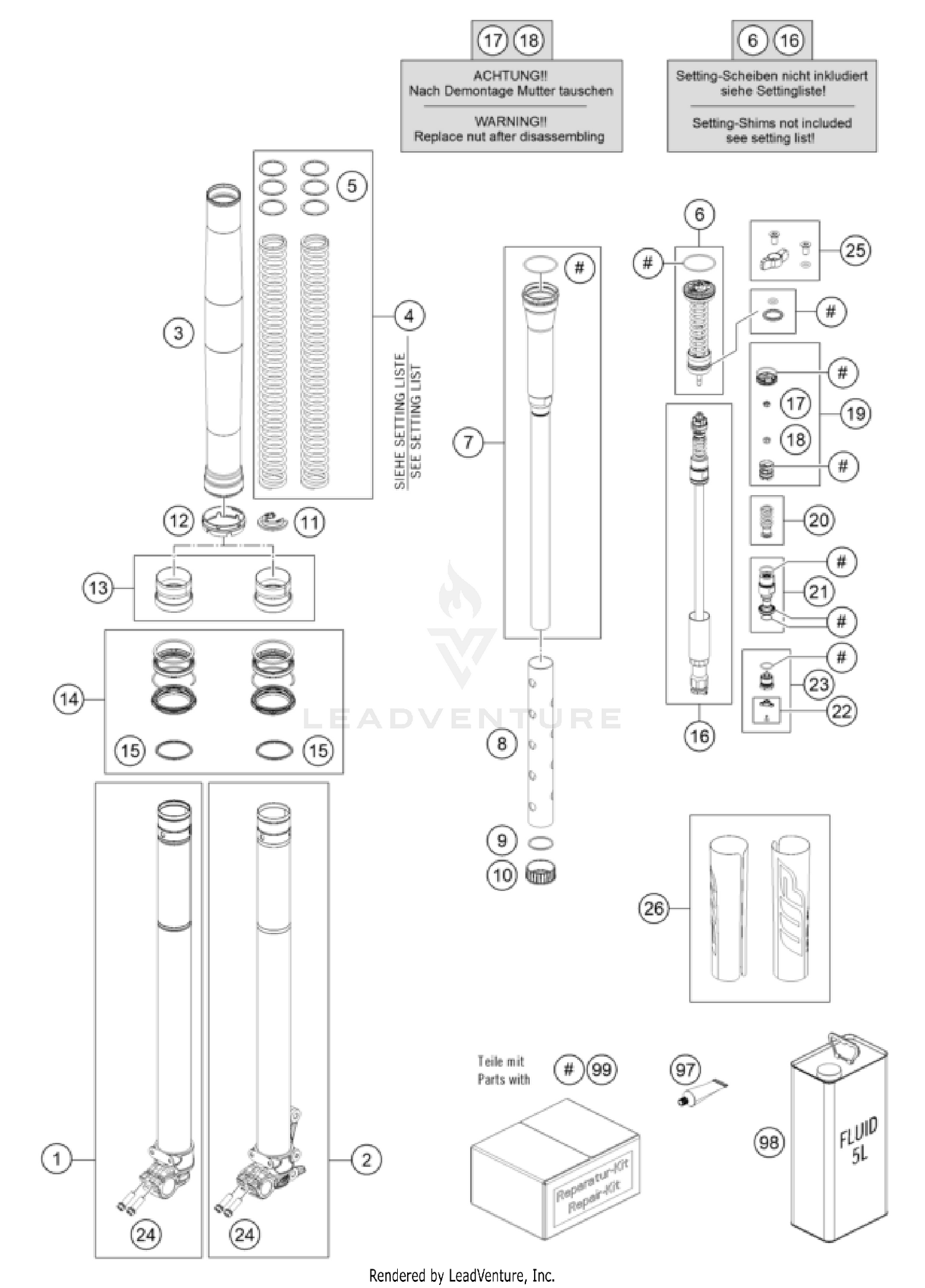 FRONT FORK DISASSEMBLED