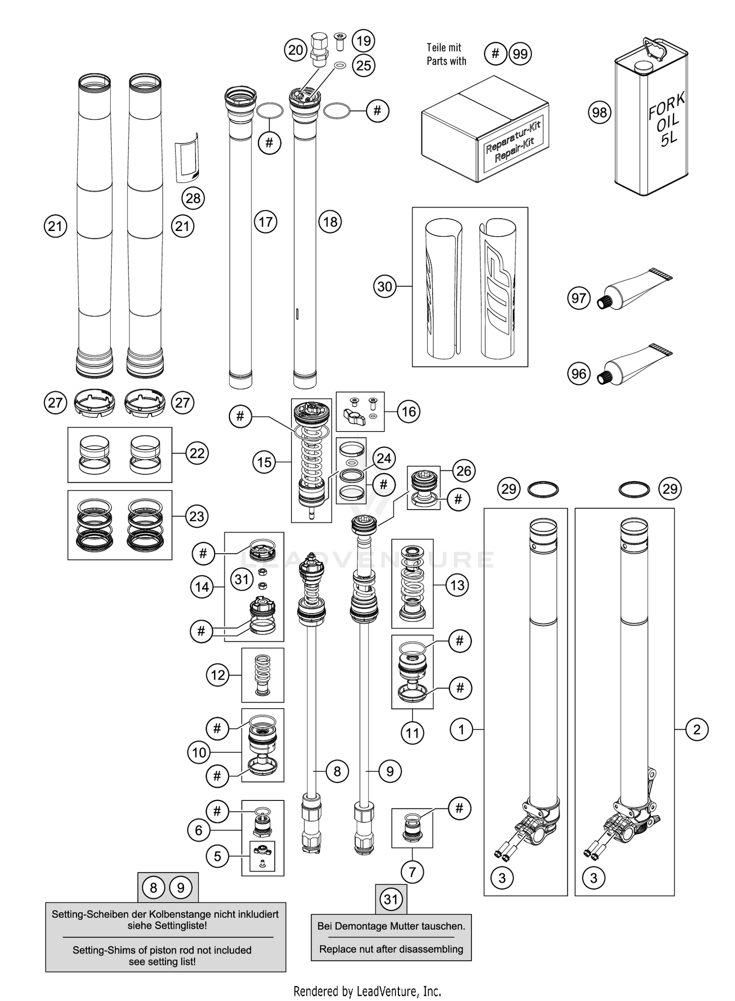 FRONT FORK DISASSEMBLED