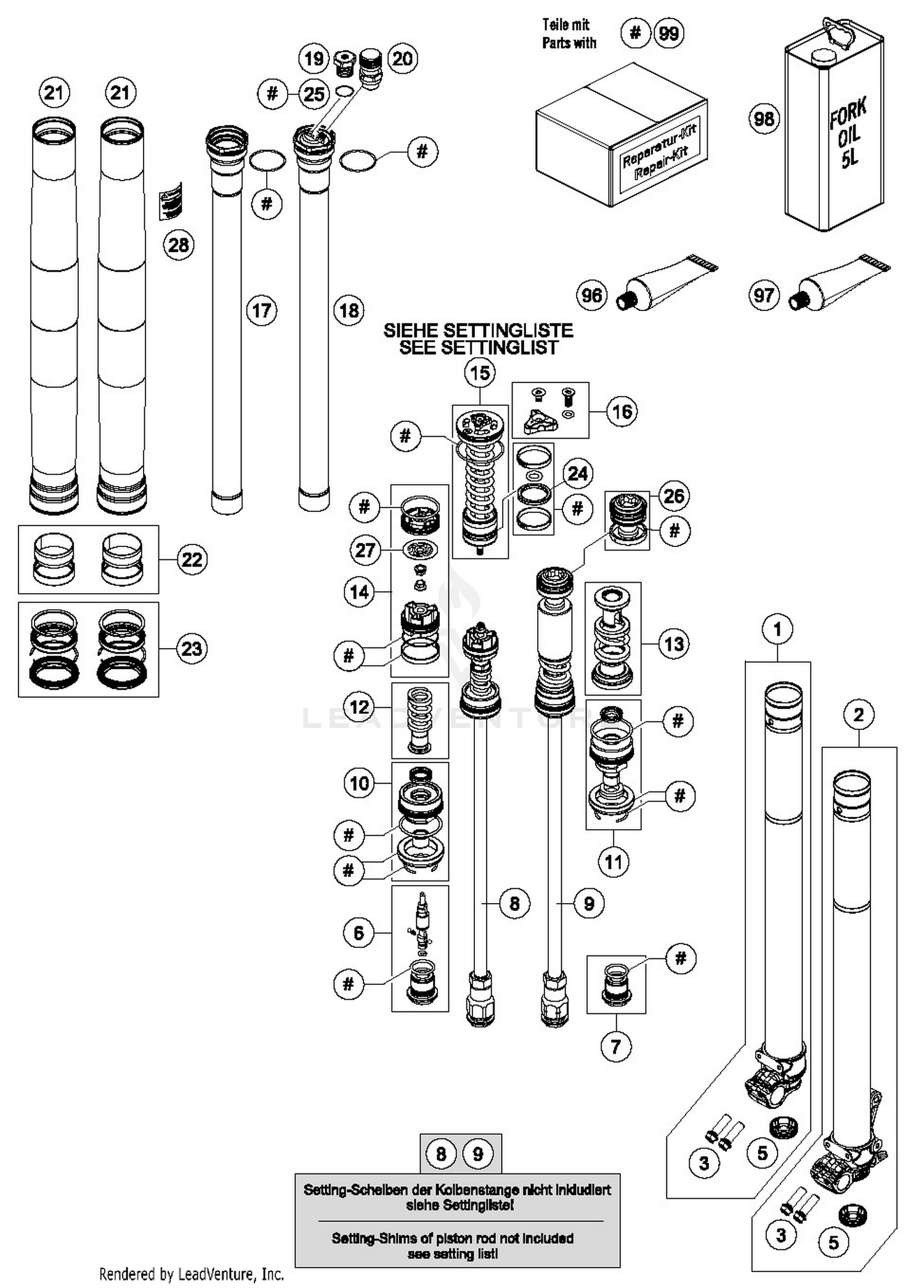 FRONT FORK DISASSEMBLED