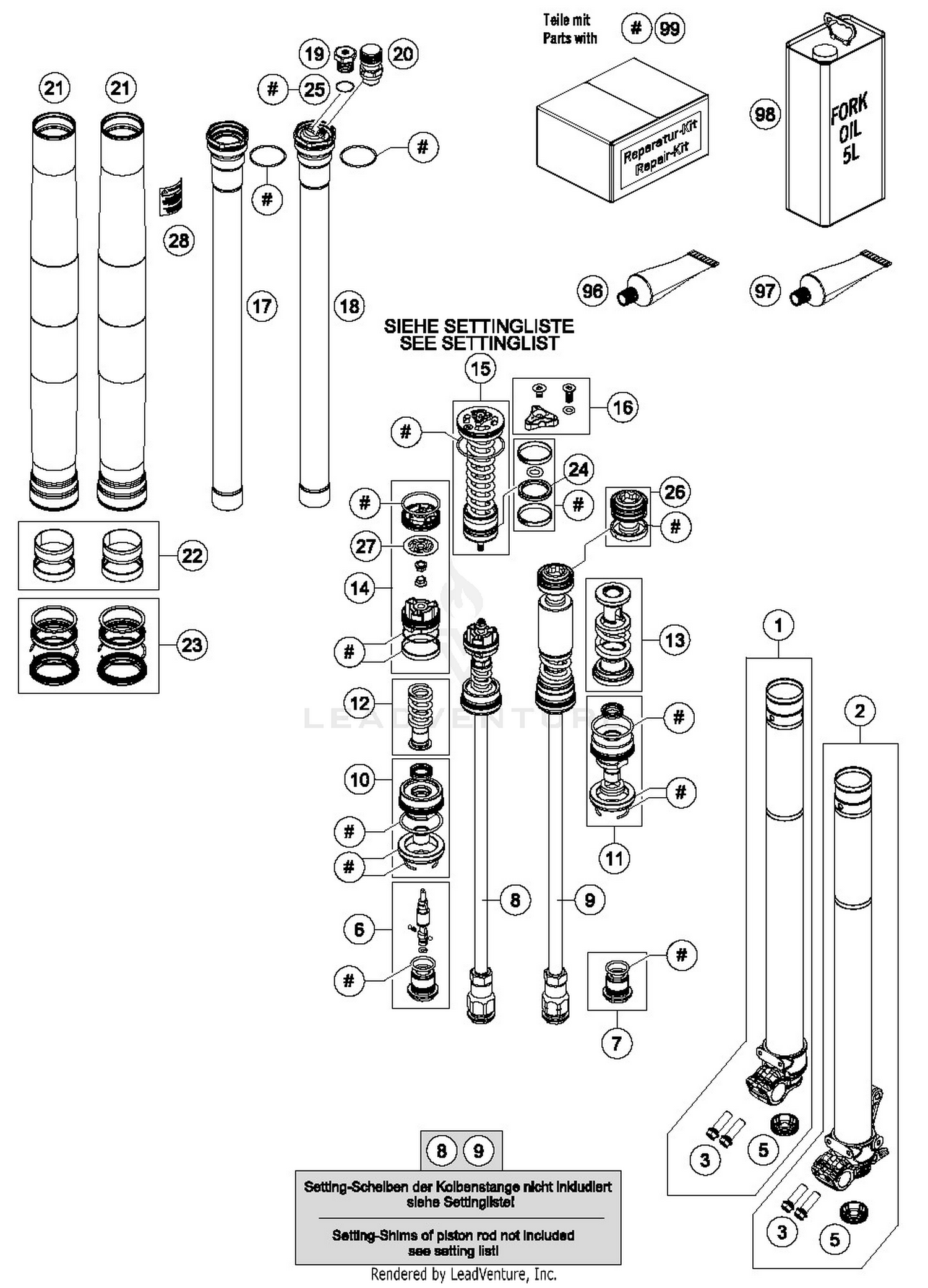 FRONT FORK DISASSEMBLED
