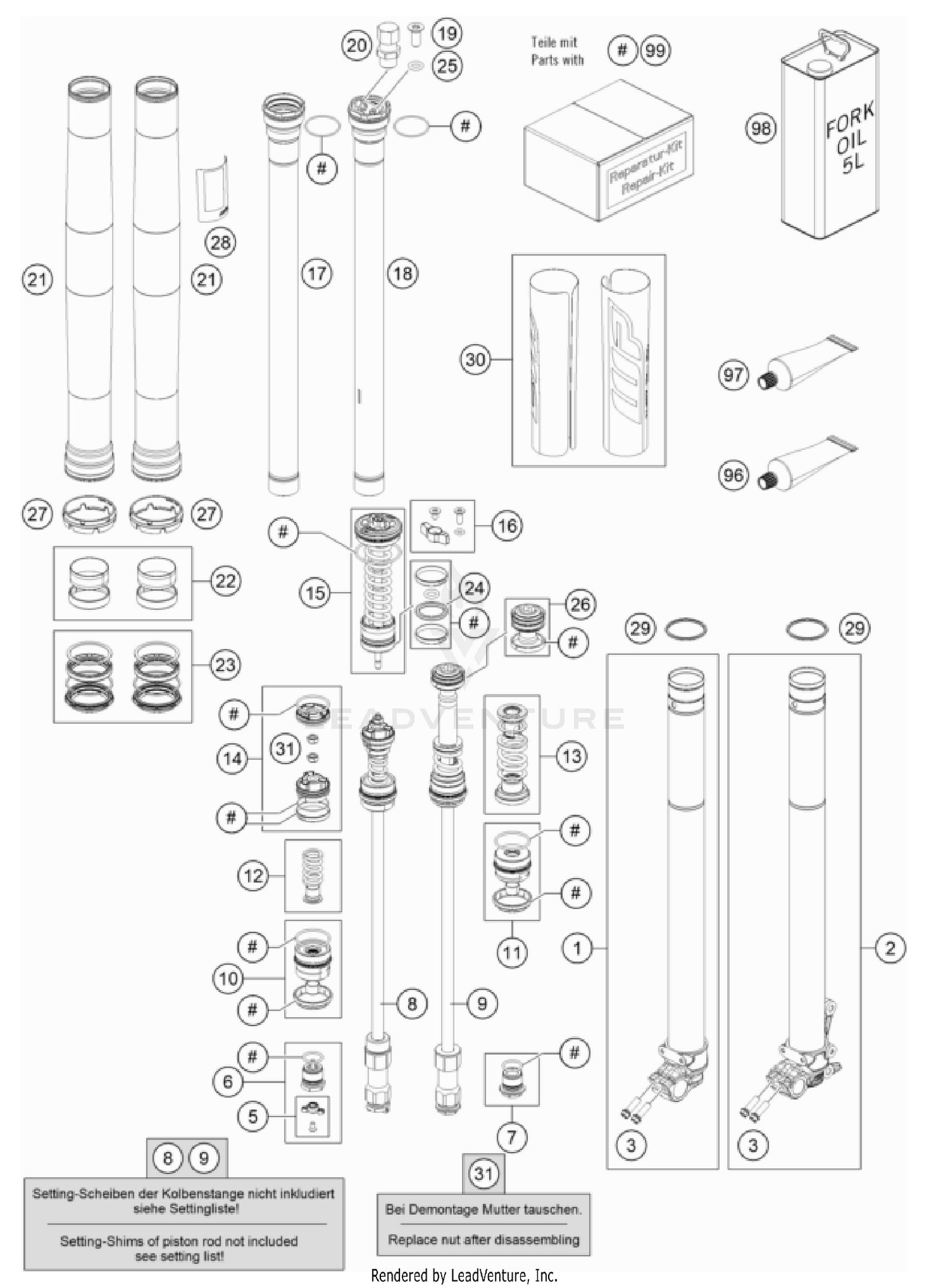 FRONT FORK DISASSEMBLED