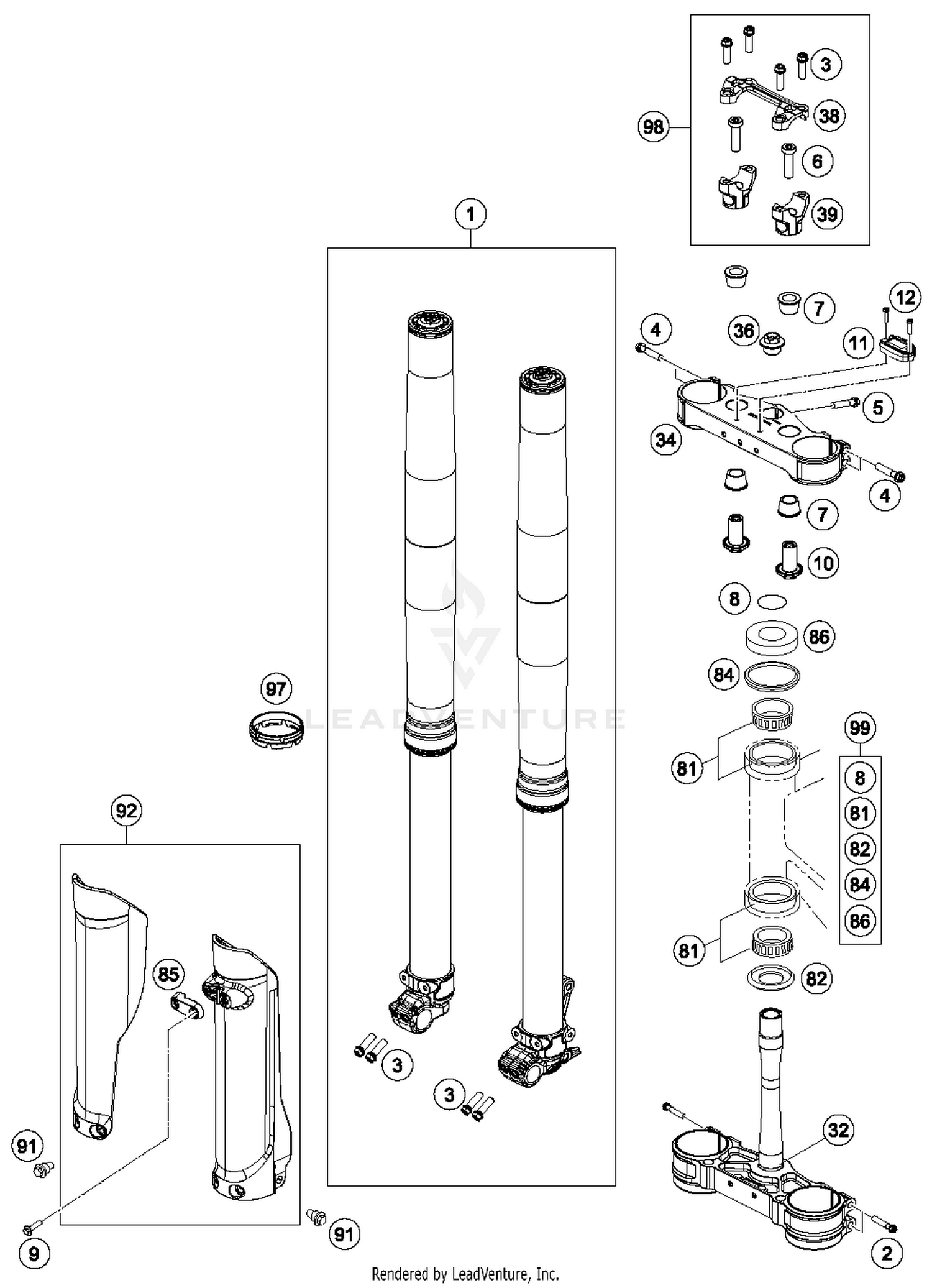 Front Fork, Triple Clamp