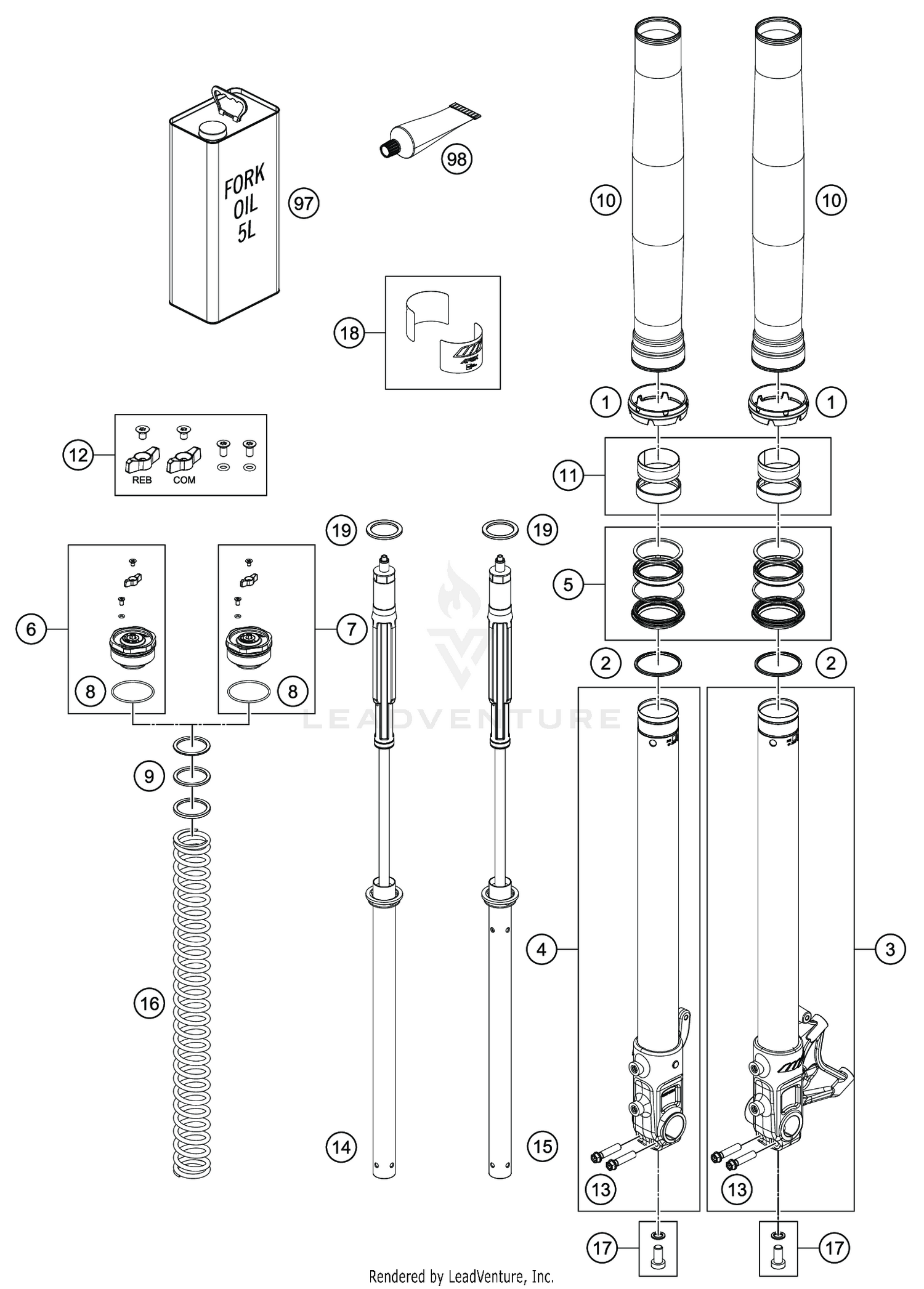 FRONT FORK DISASSEMBLED