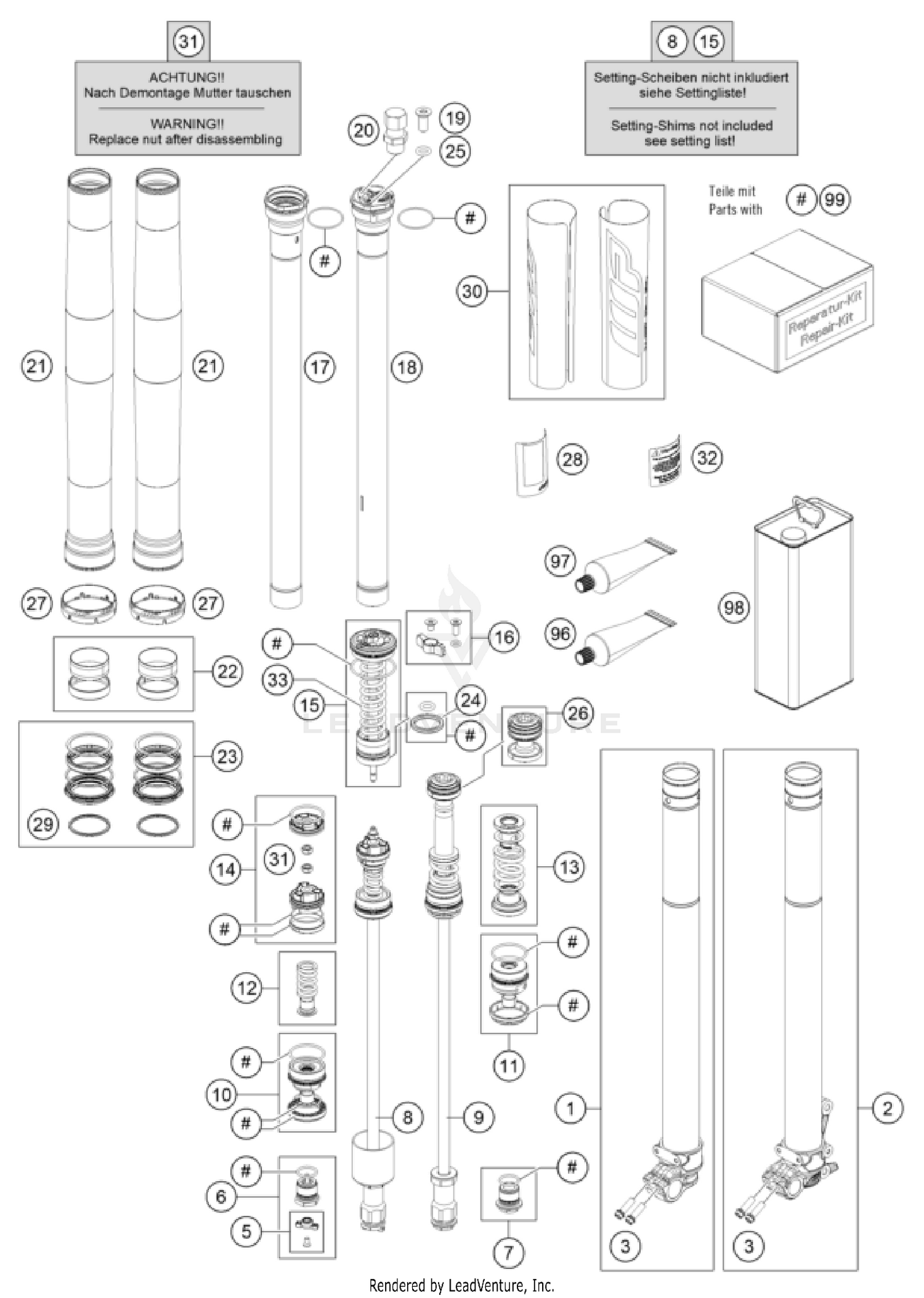 FRONT FORK DISASSEMBLED