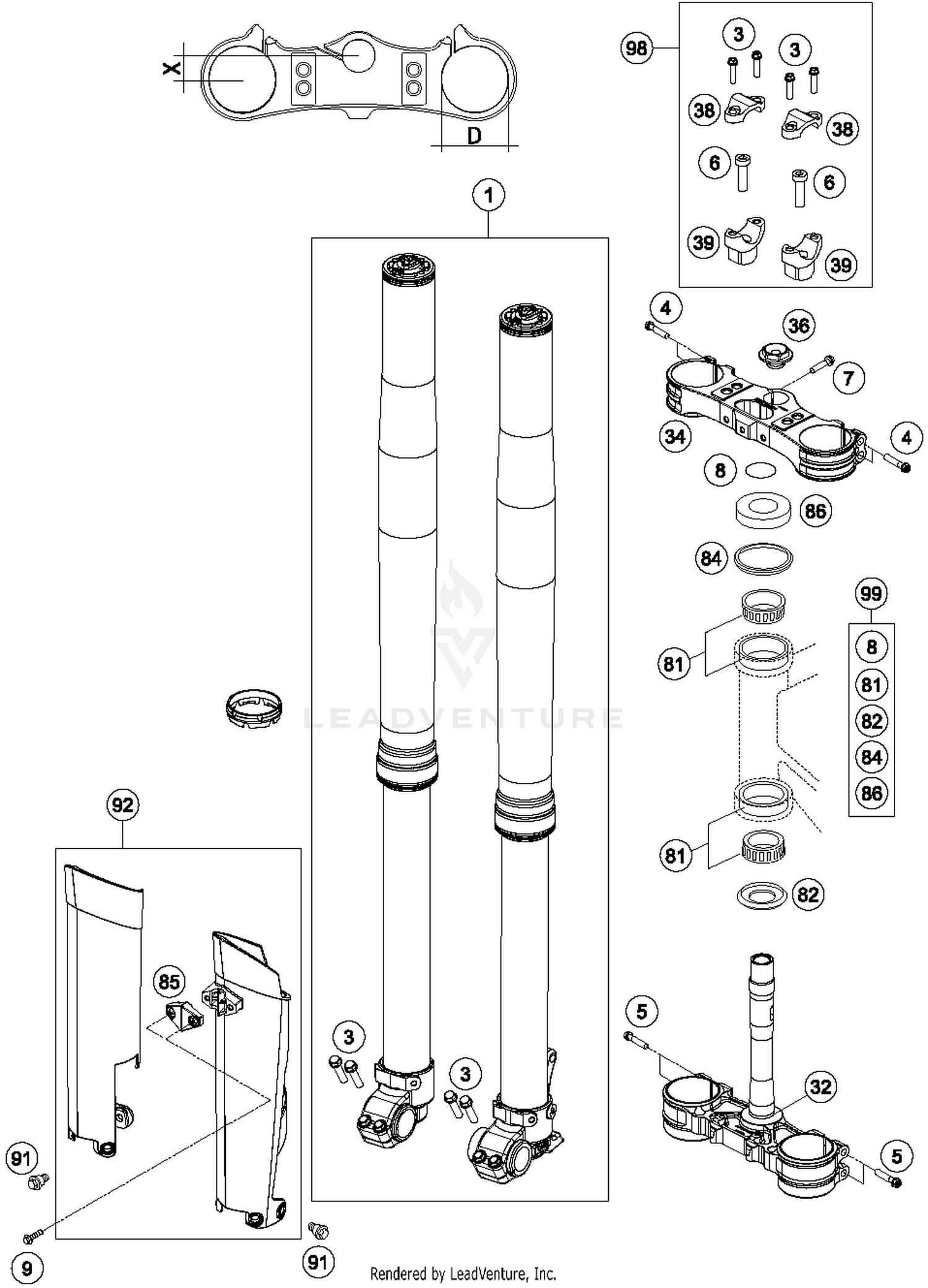 Front Fork, Triple Clamp