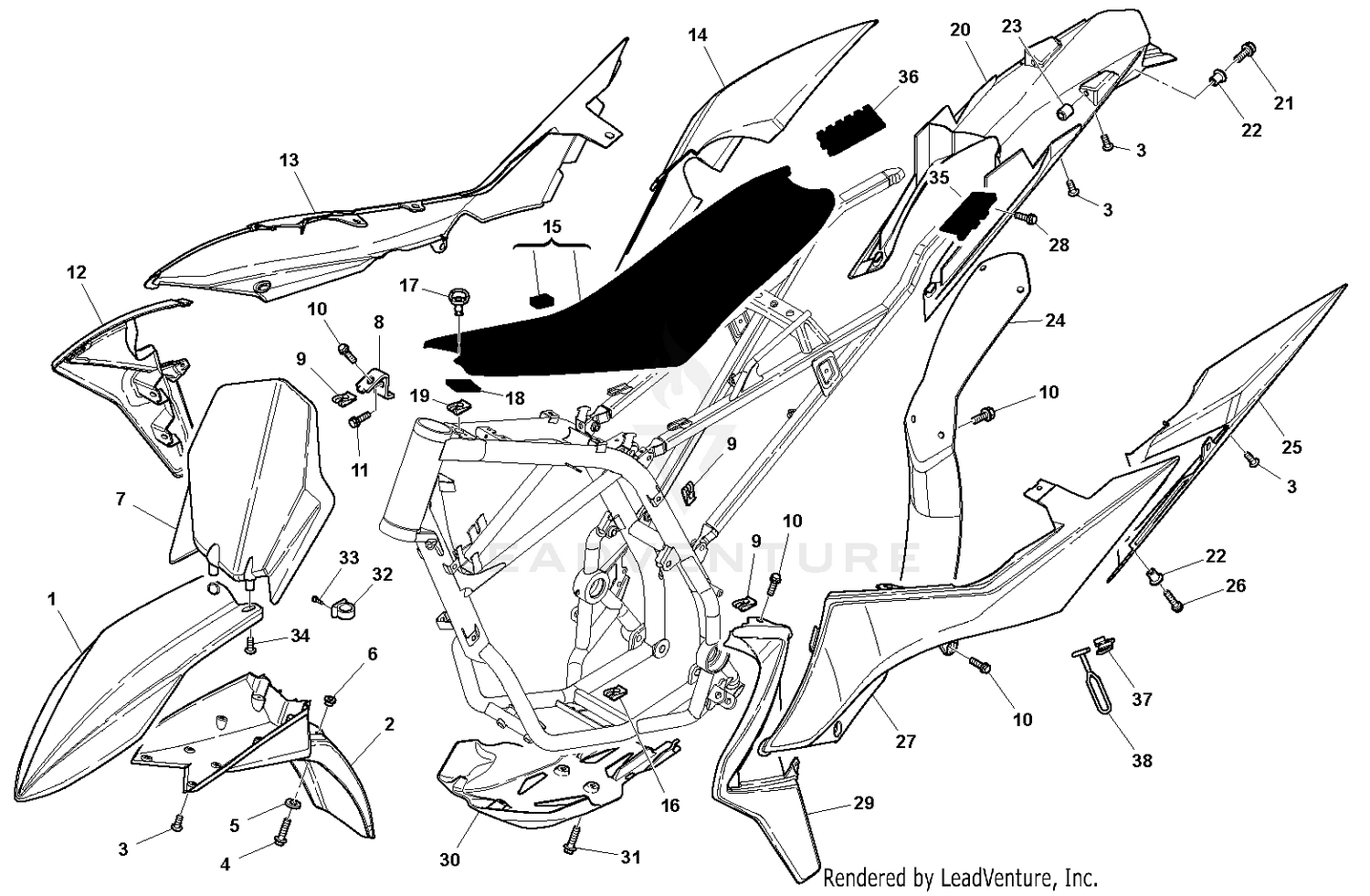 Panel, Fenders, Seat