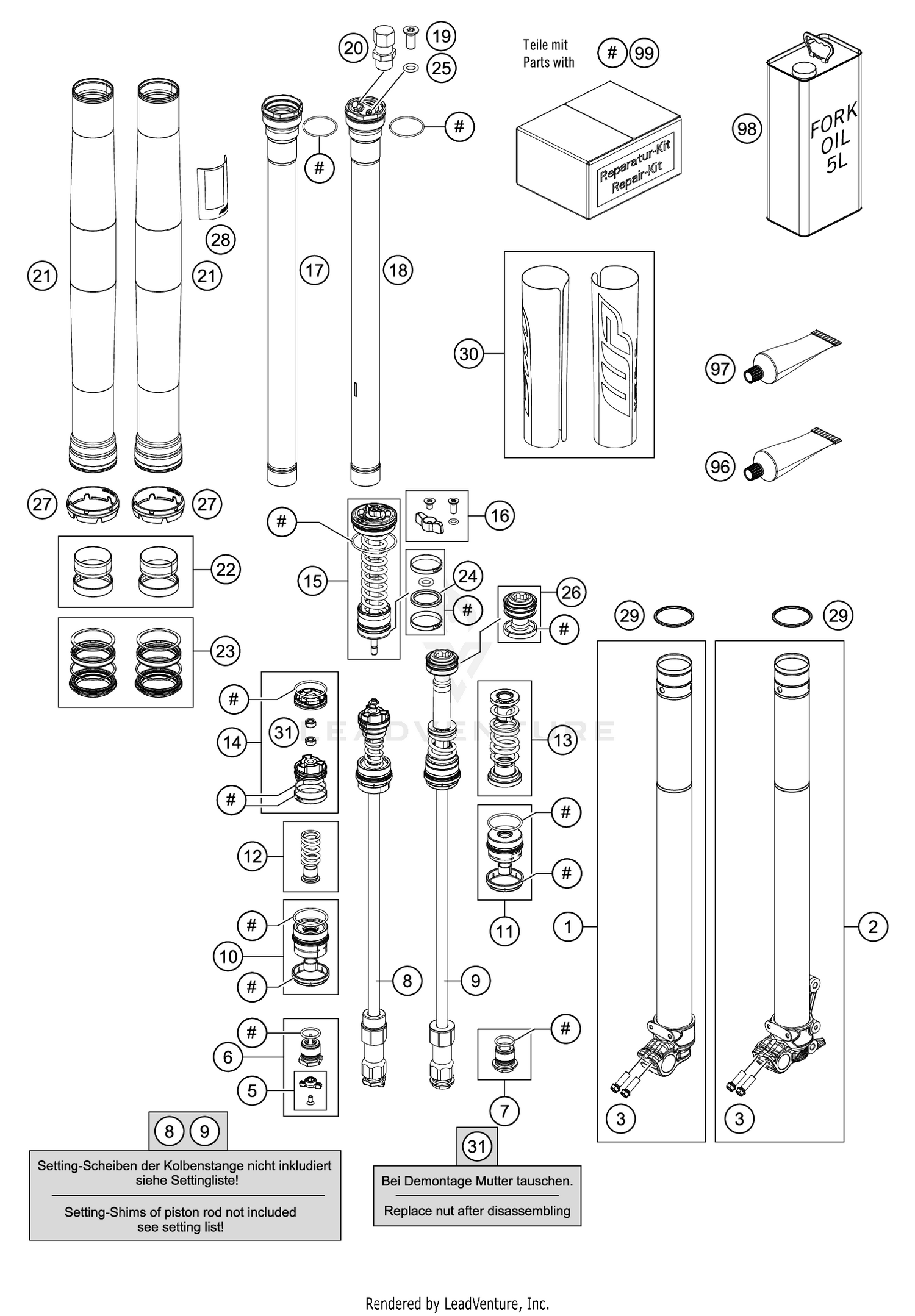 FRONT FORK DISASSEMBLED
