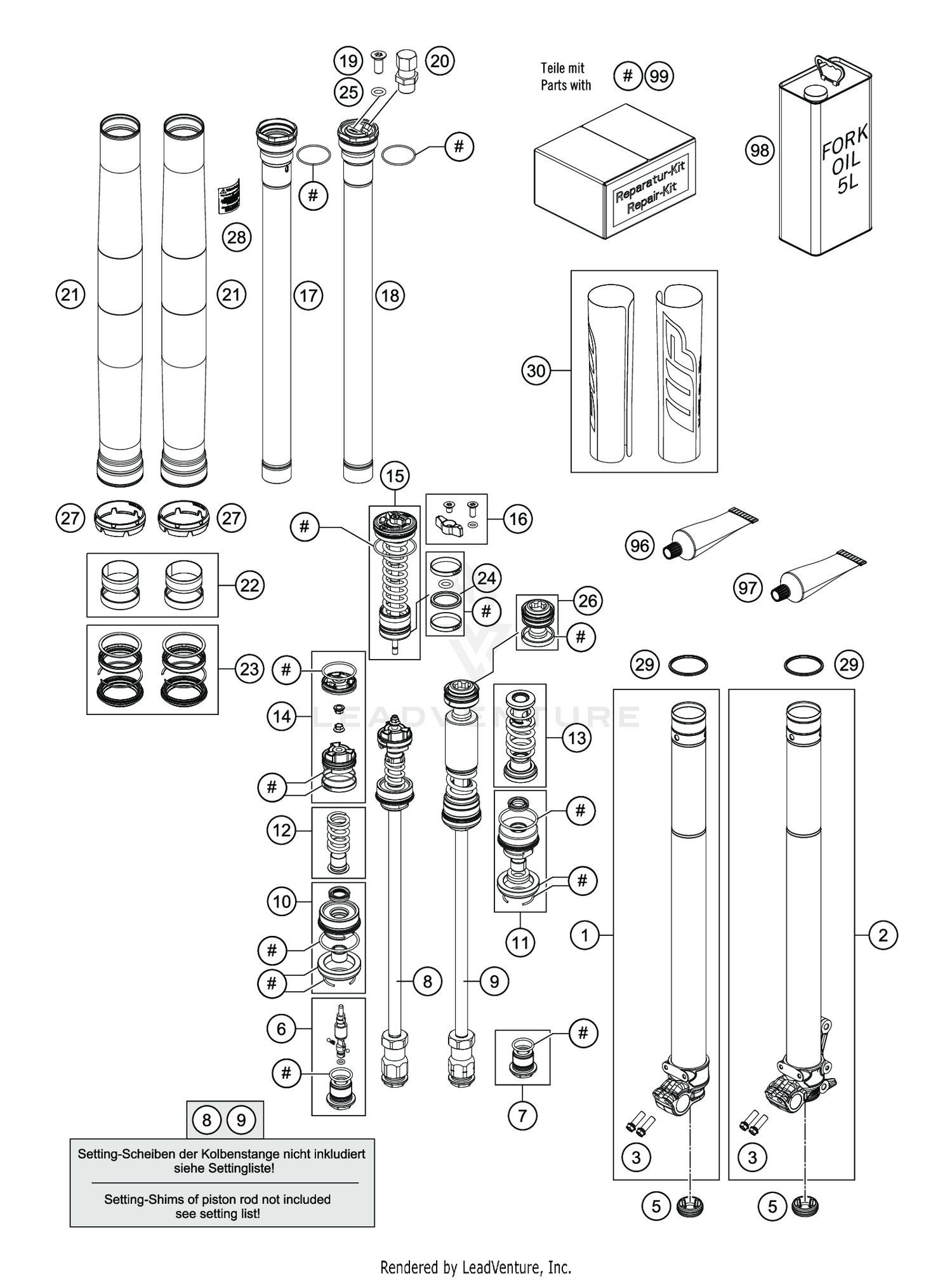 FRONT FORK DISASSEMBLED
