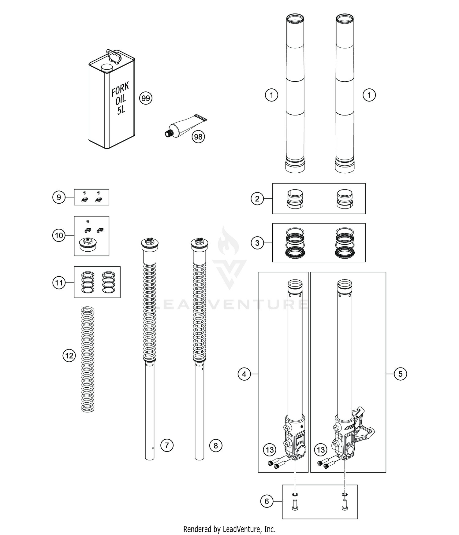 FRONT FORK DISASSEMBLED