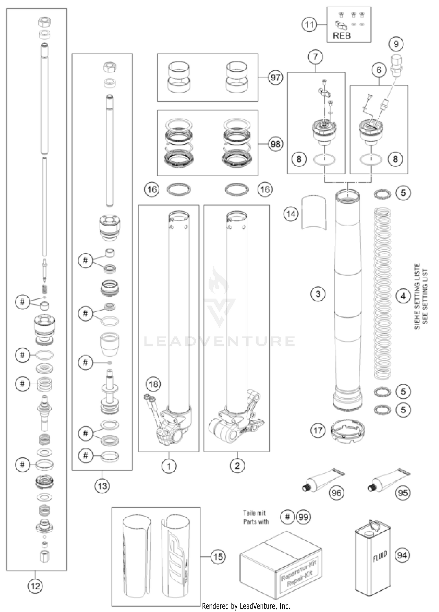 FRONT FORK DISASSEMBLED