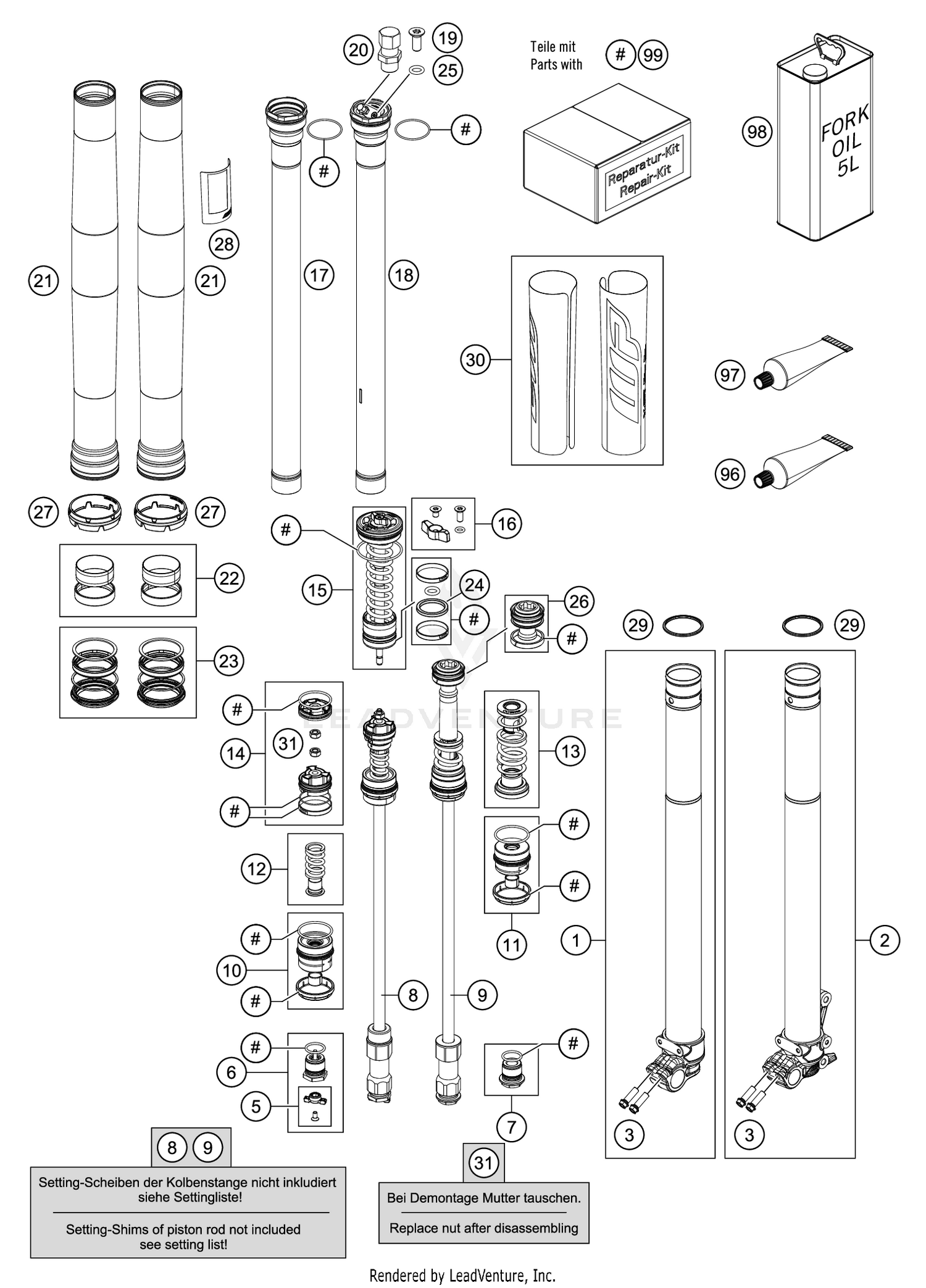 FRONT FORK DISASSEMBLED
