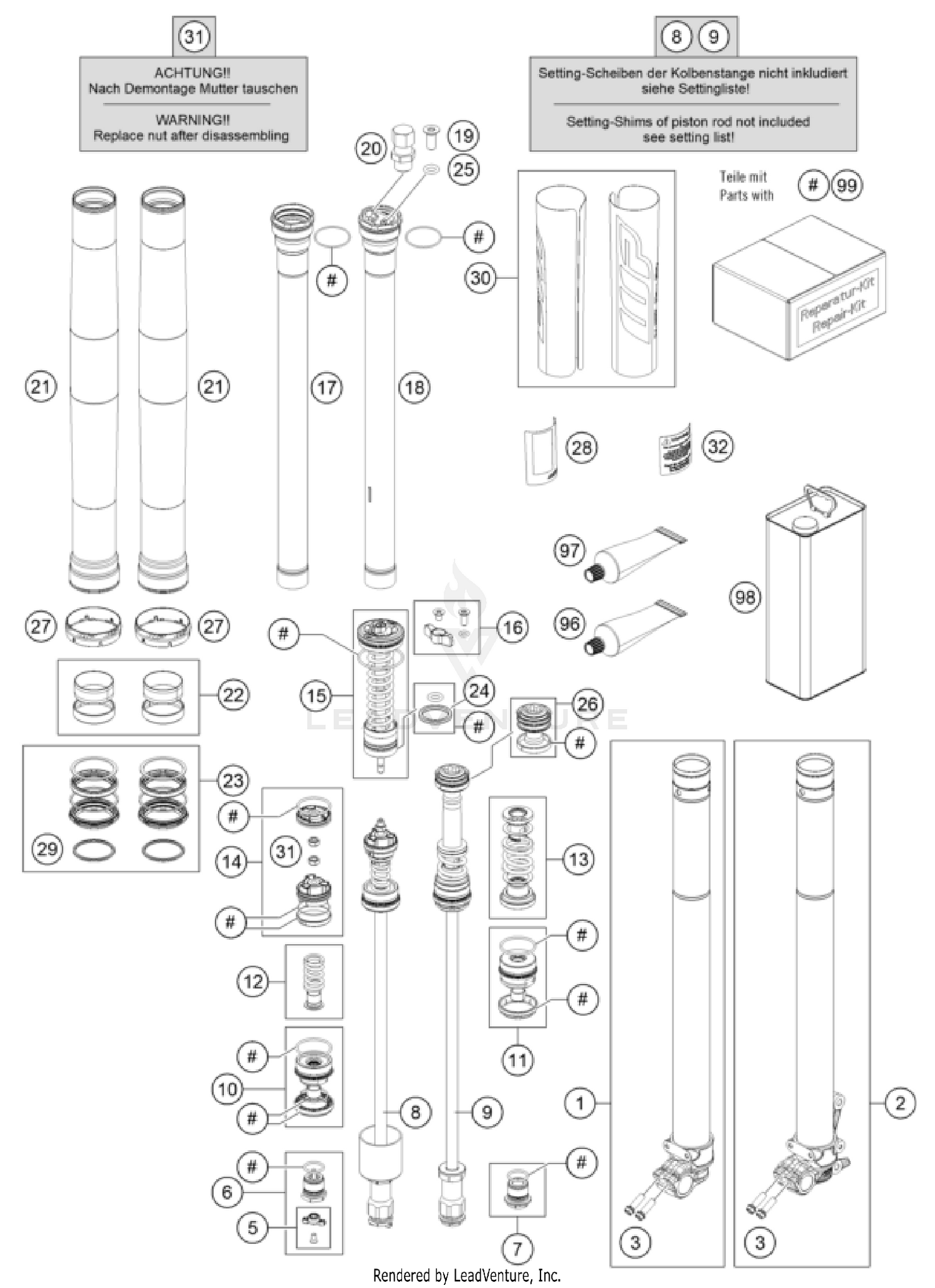 FRONT FORK DISASSEMBLED