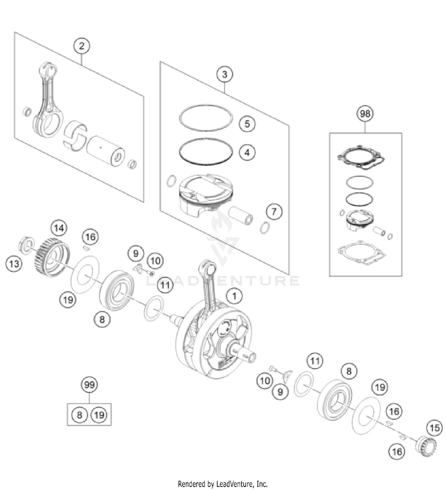 CRANKSHAFT, PISTON