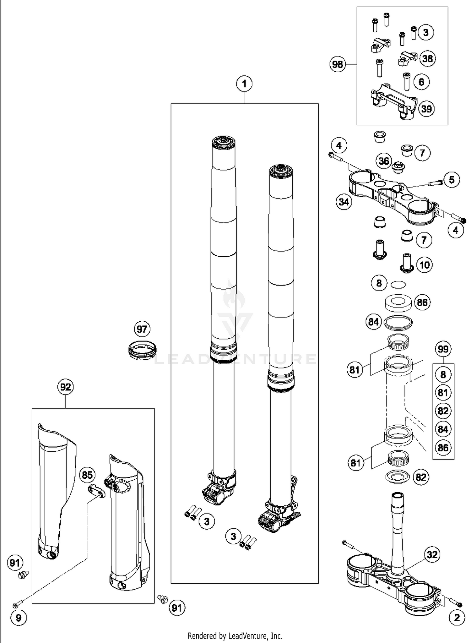 Front Fork, Triple Clamp