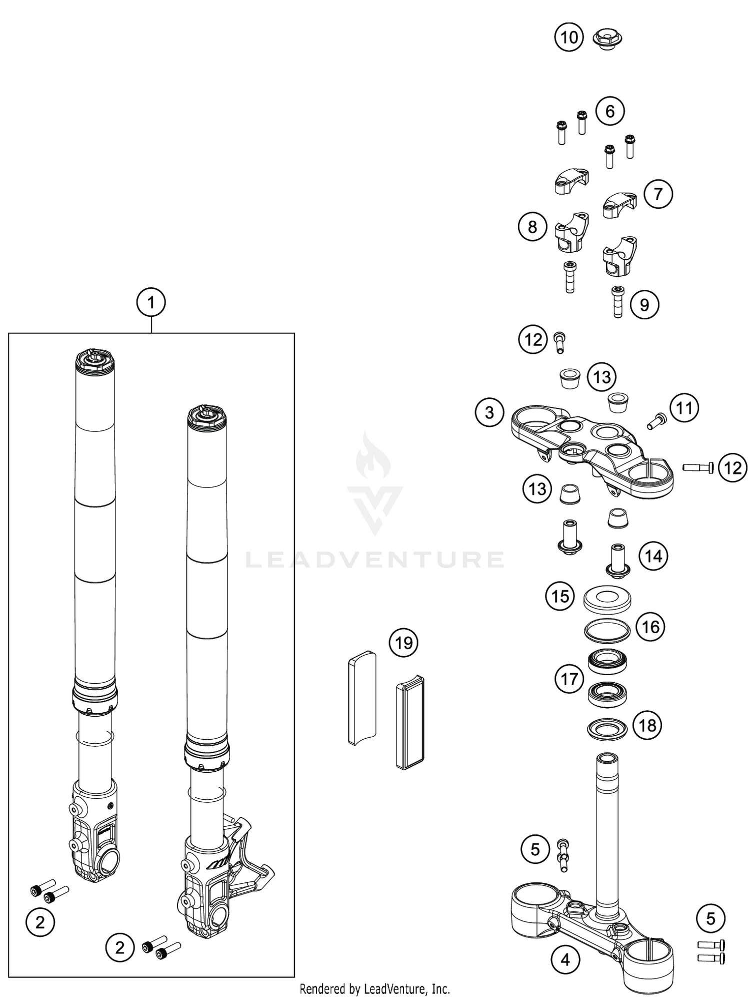 FRONT FORK, TRIPLE CLAMP