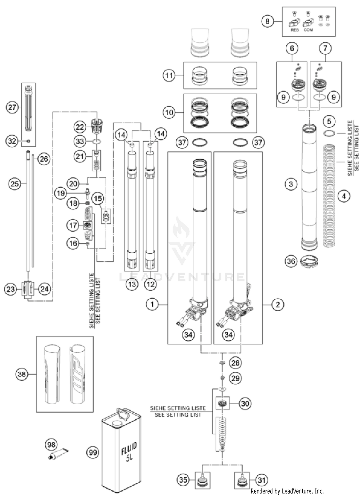 FRONT FORK DISASSEMBLED