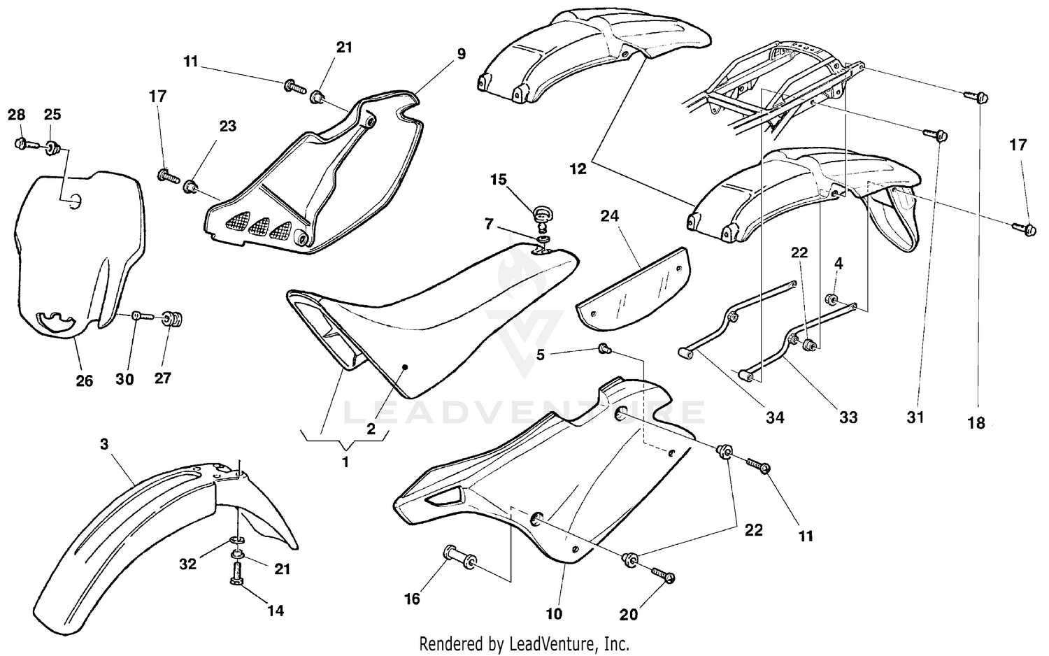 Panel, Fenders, Seat