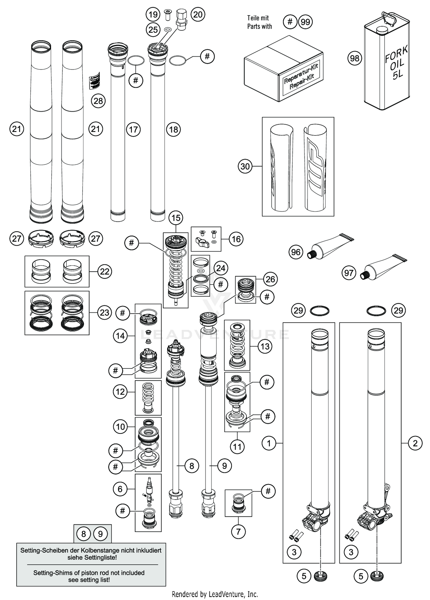 FRONT FORK DISASSEMBLED
