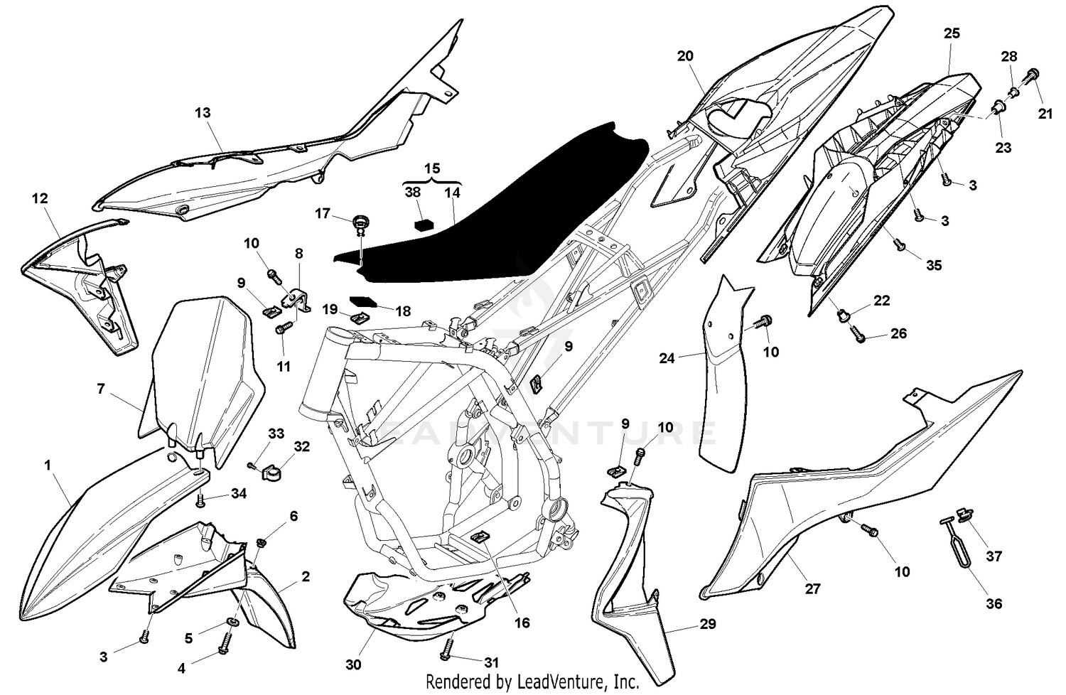 Panel, Fenders, Seat