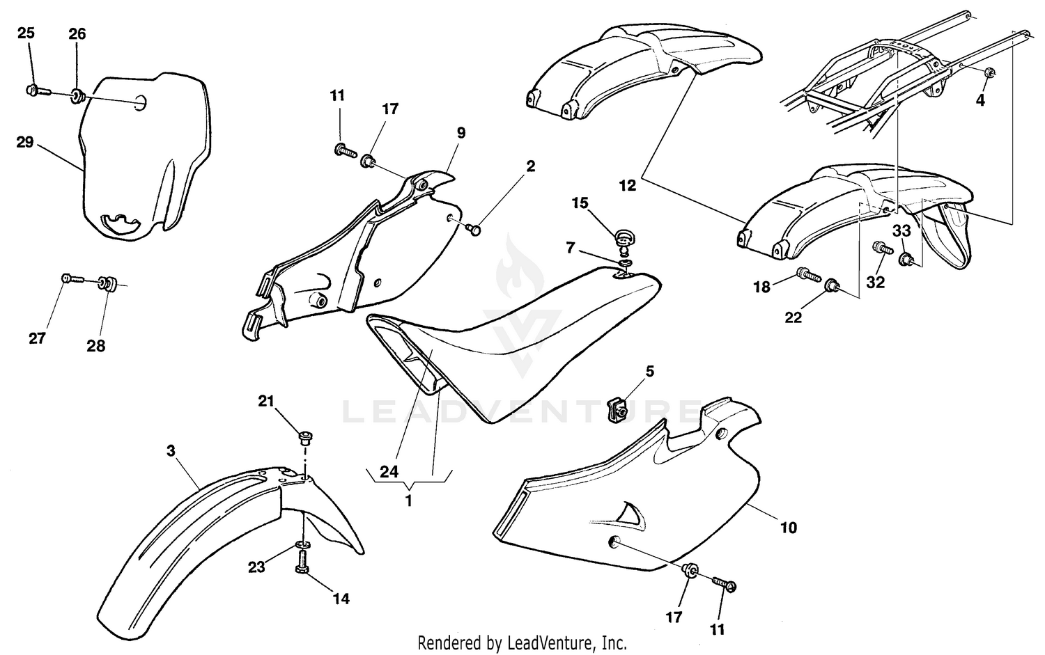 Panel, Fenders, Seat