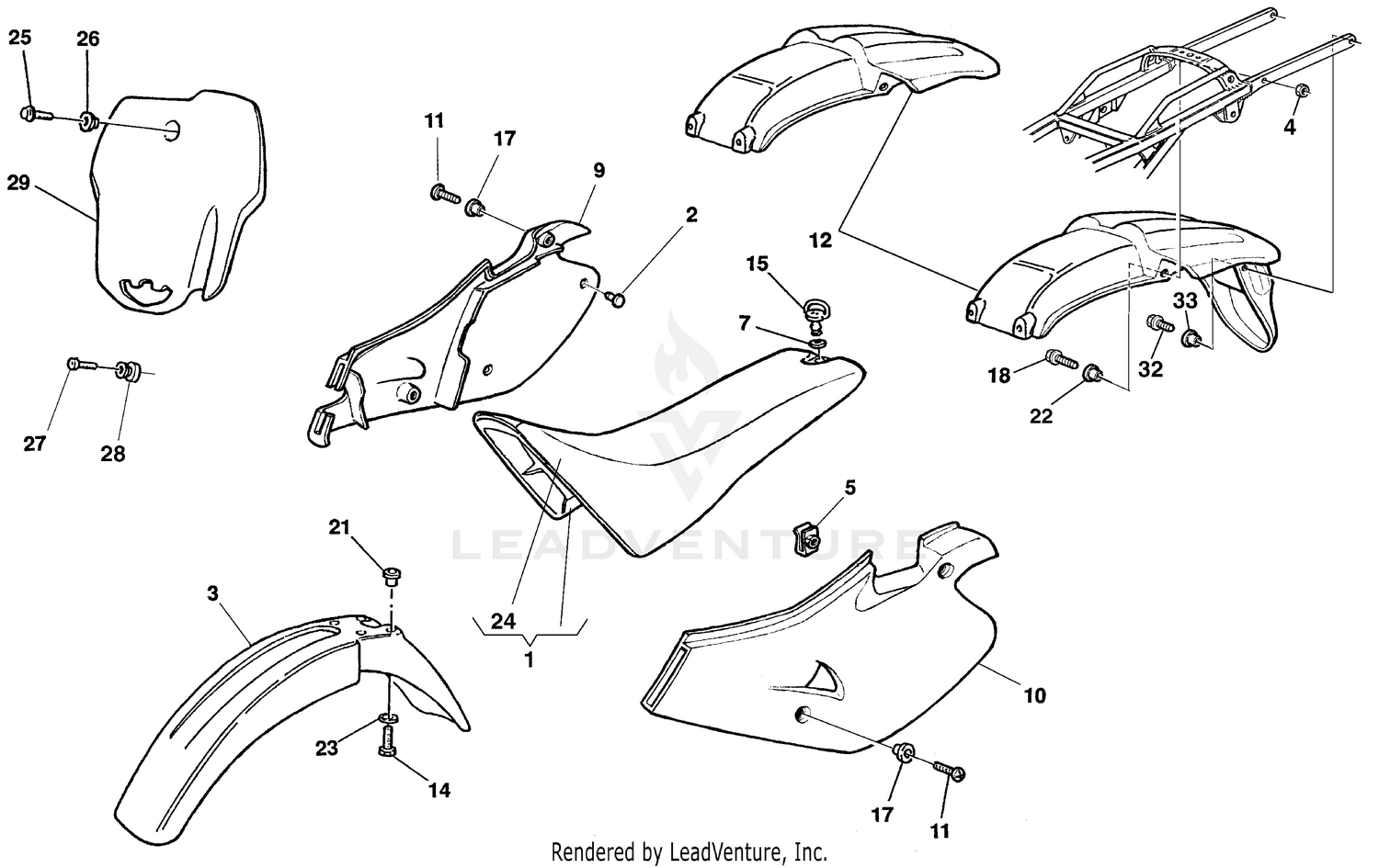 Panel, Fenders, Seat