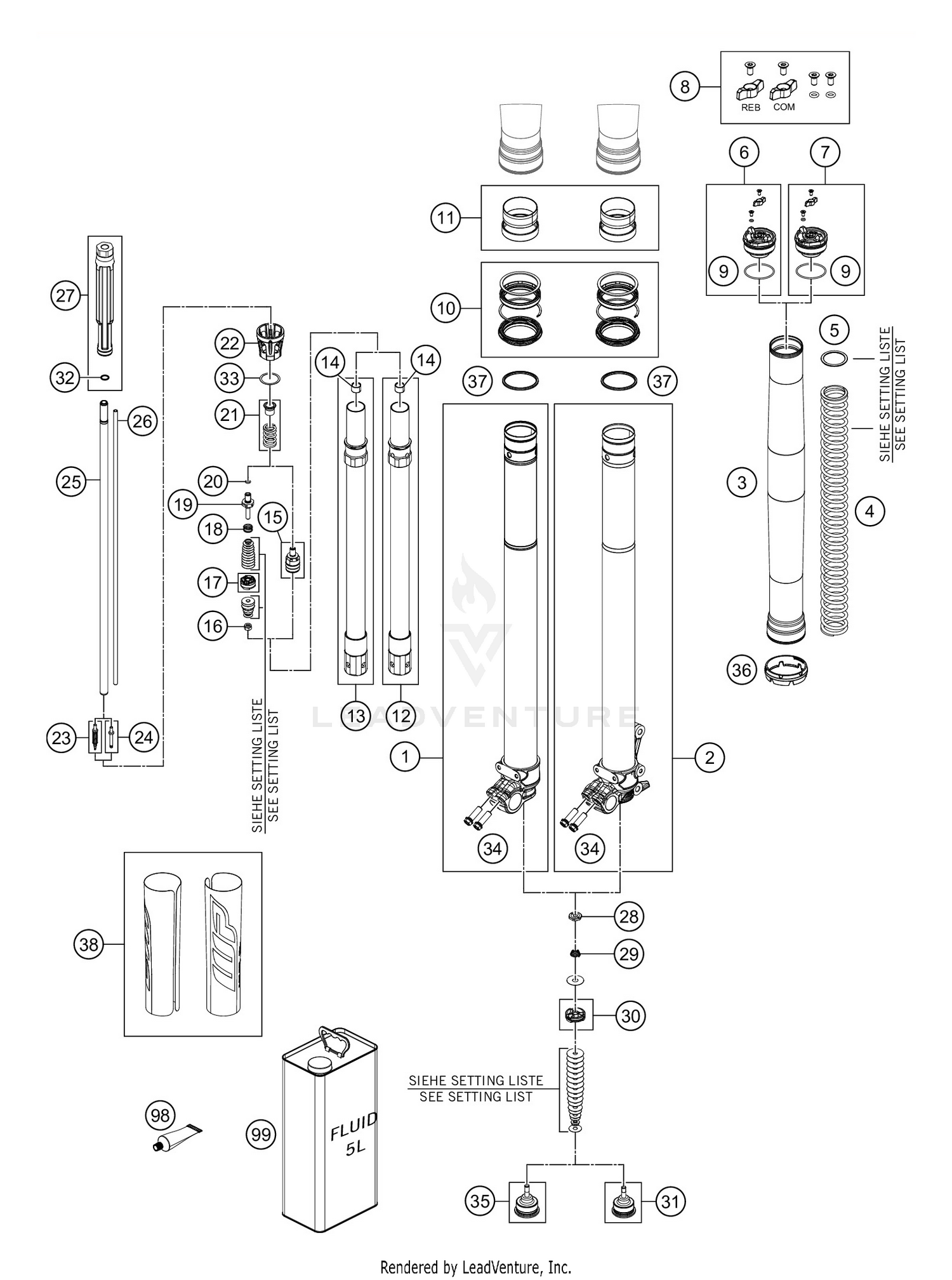FRONT FORK DISASSEMBLED