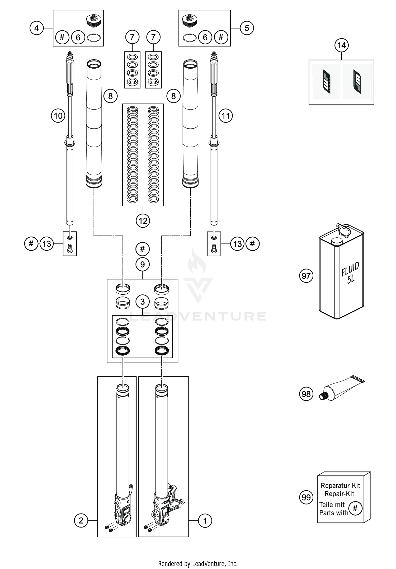 FRONT FORK DISASSEMBLED