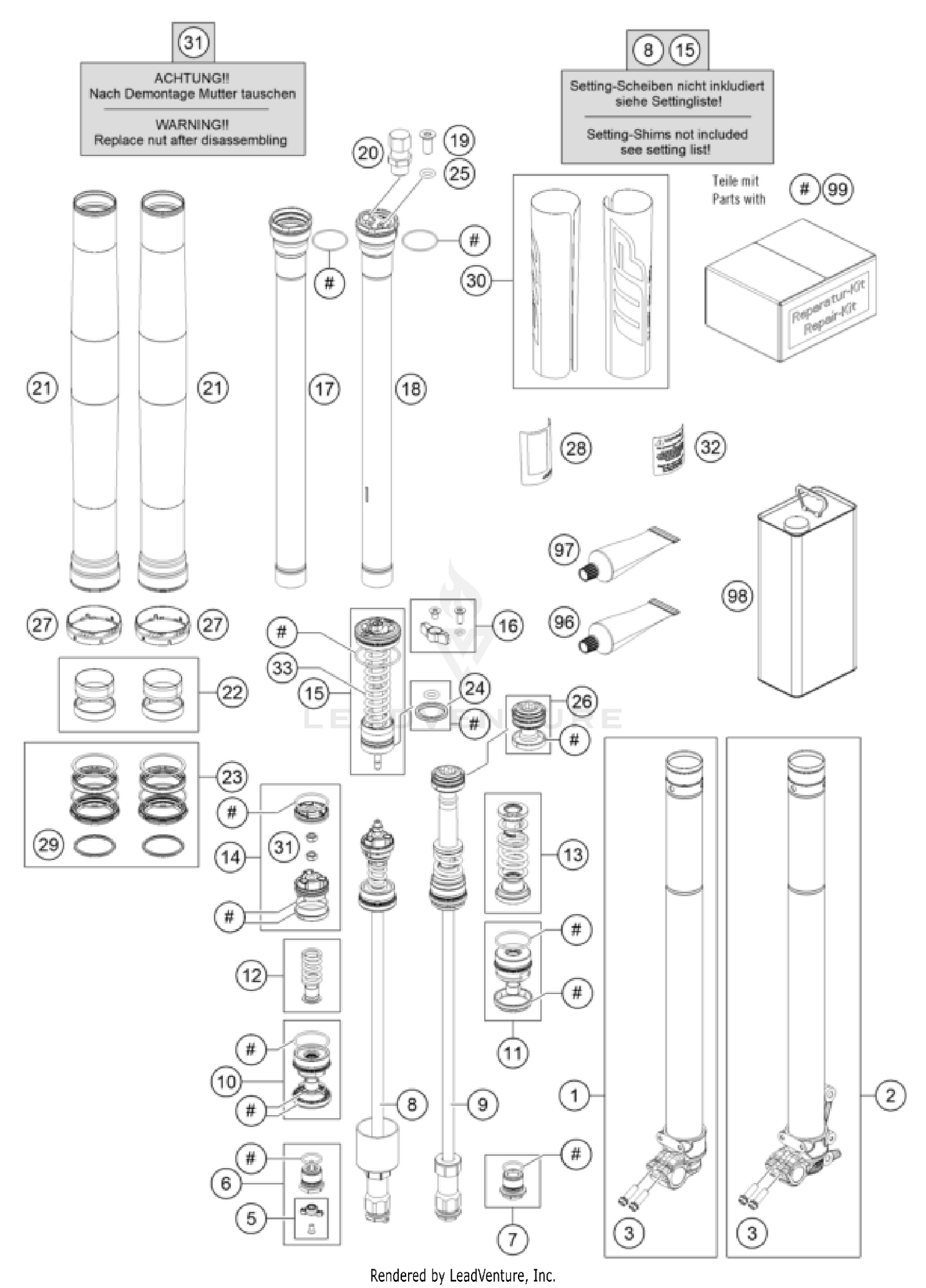 FRONT FORK DISASSEMBLED