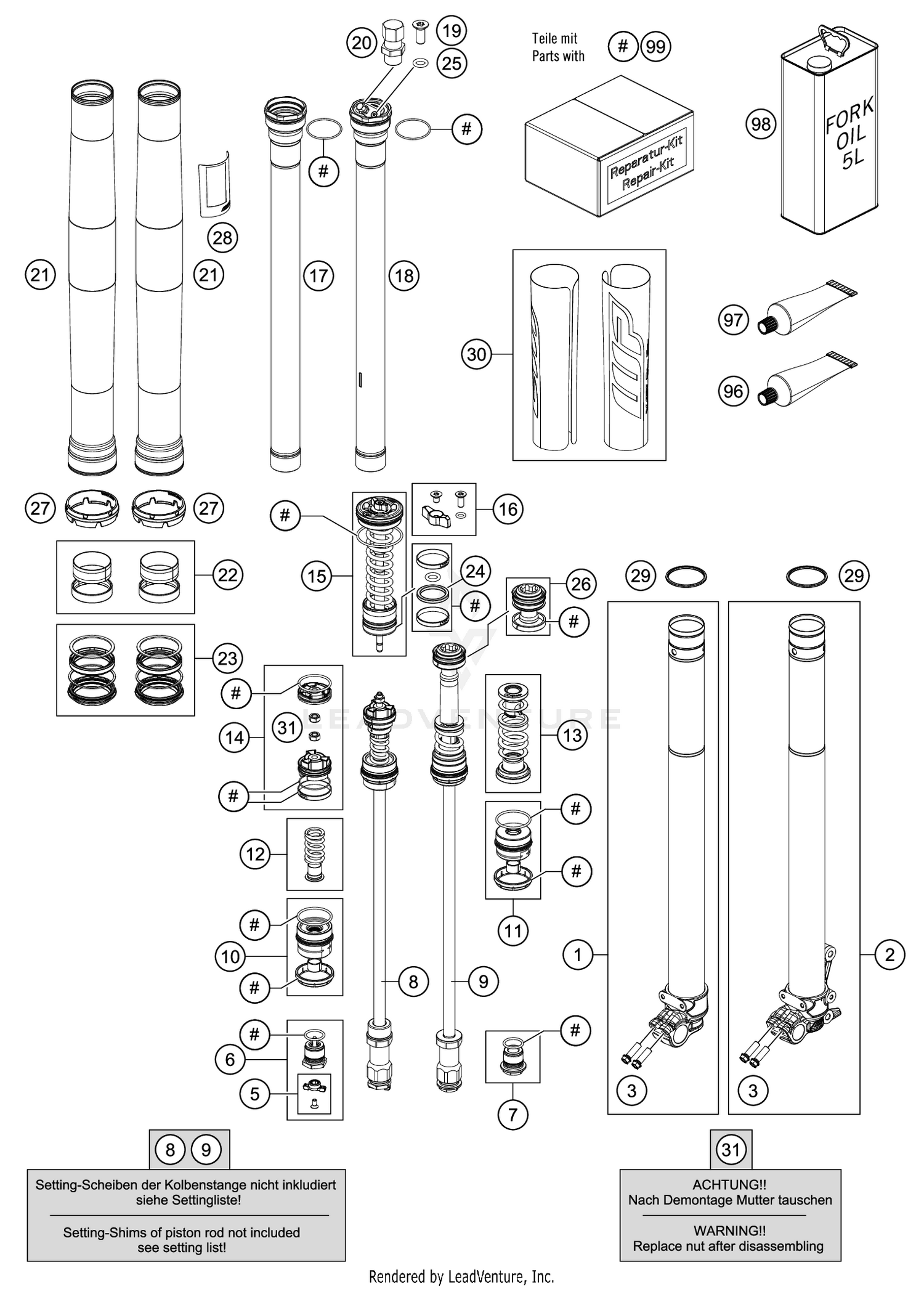 FRONT FORK DISASSEMBLED