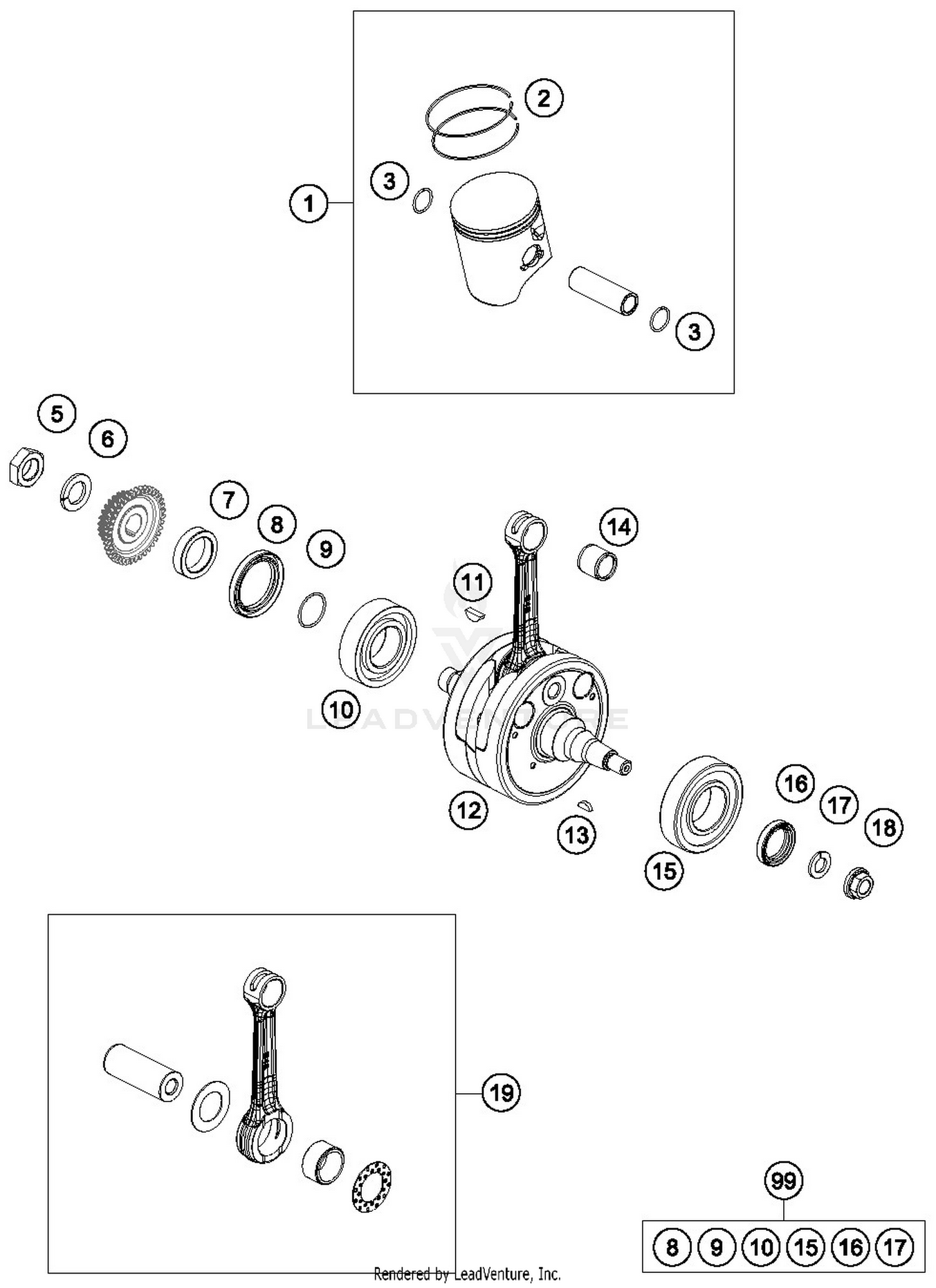 CRANKSHAFT, PISTON